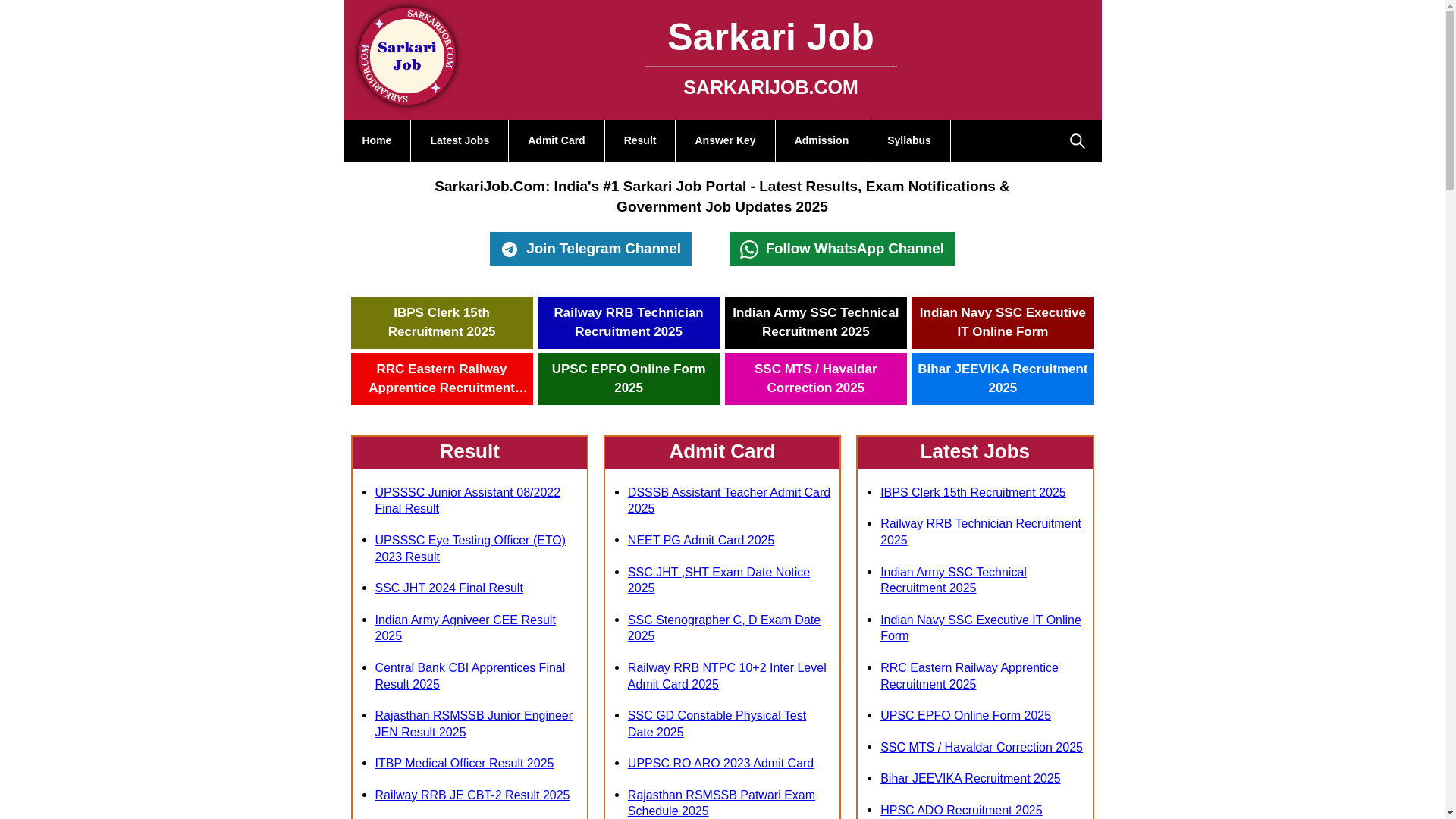 website screenshot of https://sarkarijob-astro.pages.dev/