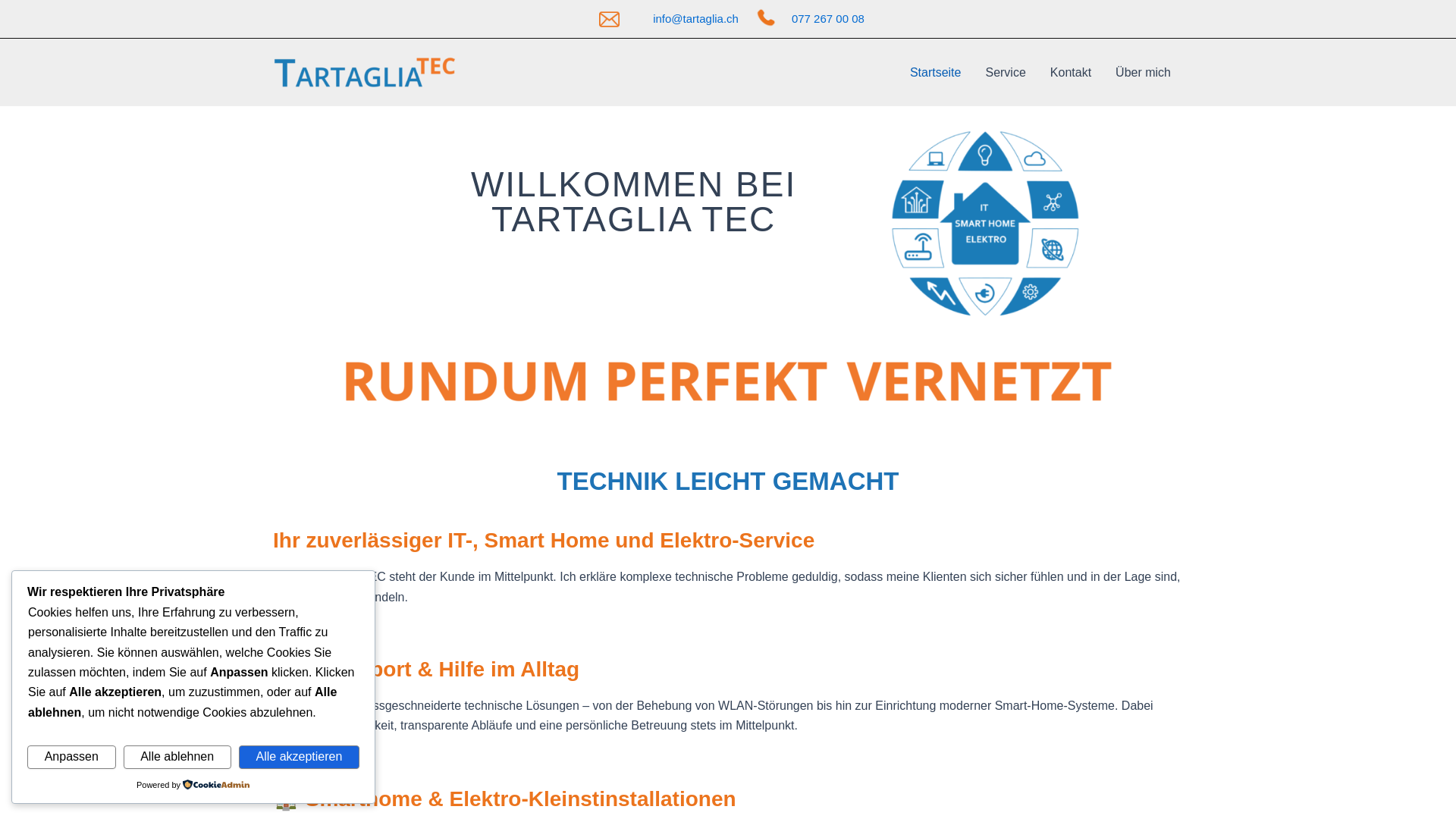 website screenshot of https://tartagliatec.ch/