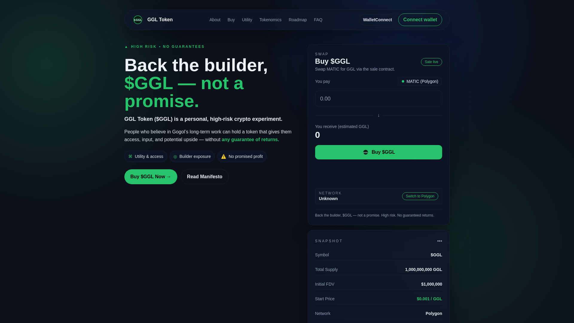 website screenshot of https://gogoltoken.com