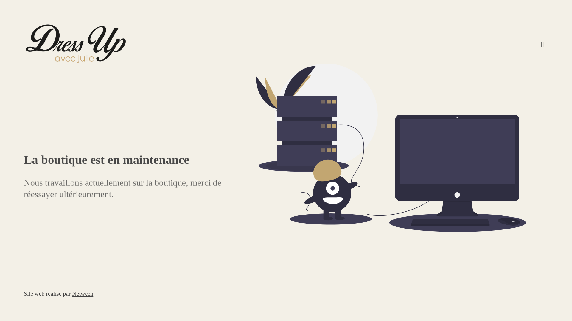 website screenshot of https://dress-up.be