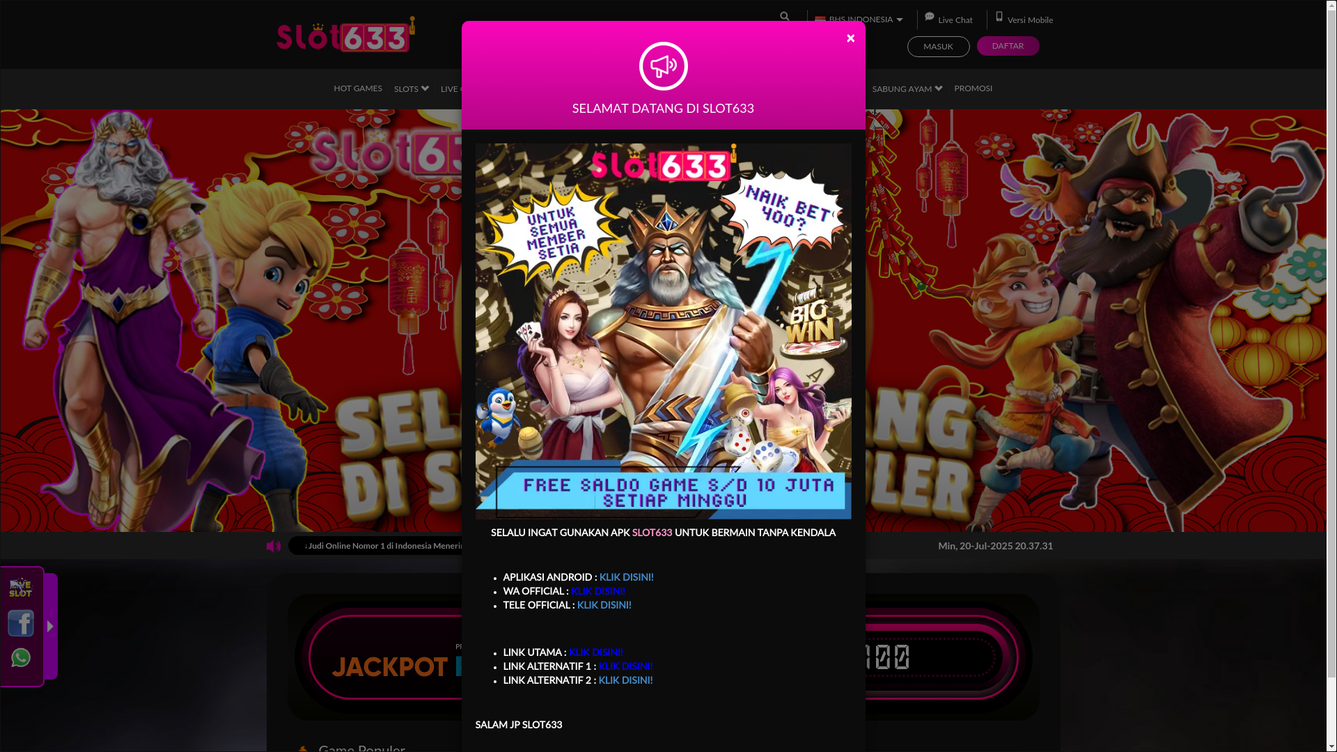 website screenshot of https://pinataslot-633.com/