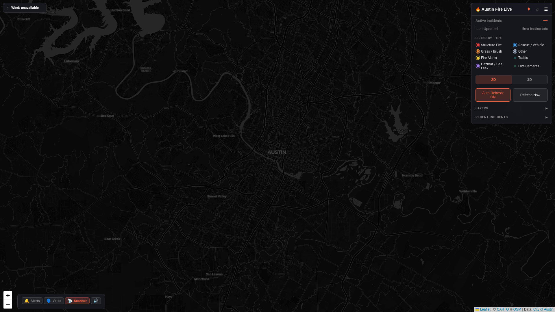 website screenshot of https://austinfire.live/
