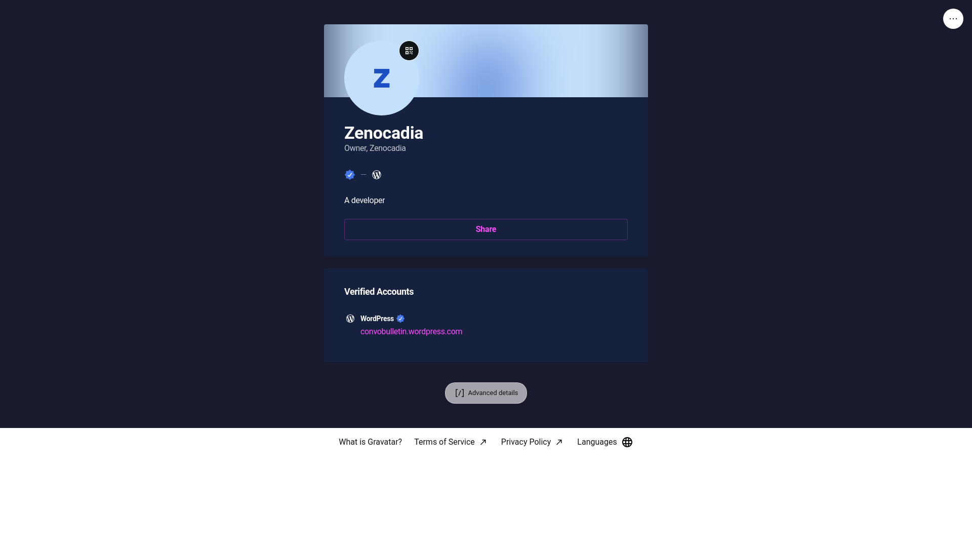 website screenshot of https://zenocadia.blog/