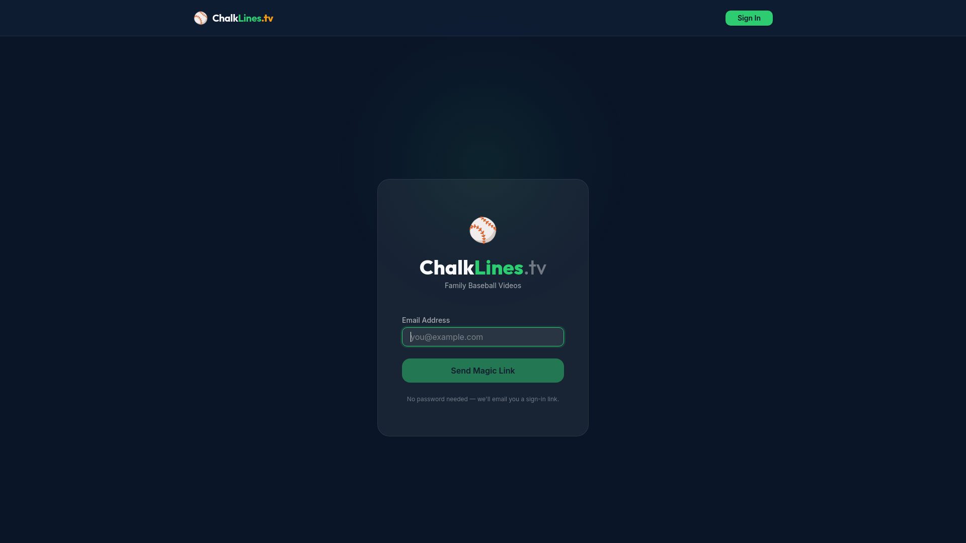 website screenshot of https://chalklines.tv