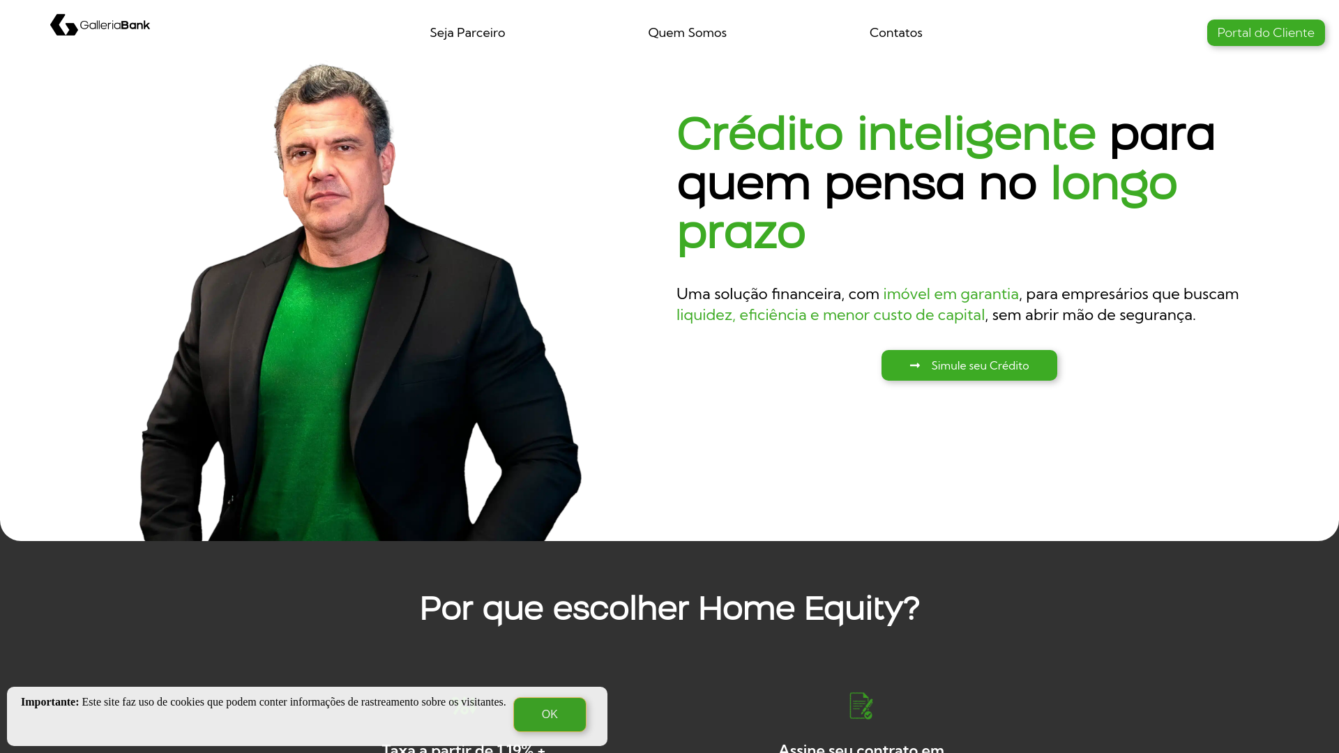 website screenshot of https://galleriabank.com.br/