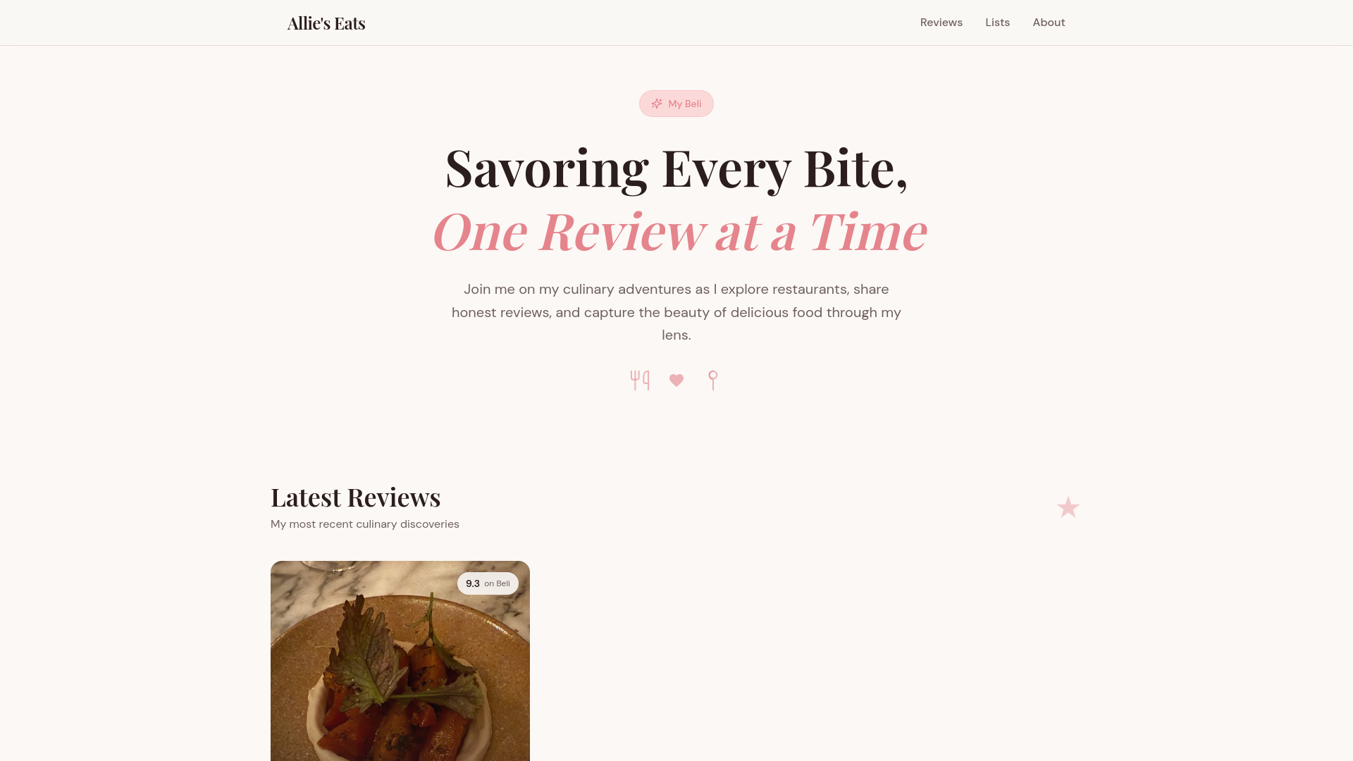 website screenshot of https://allieseats.com/