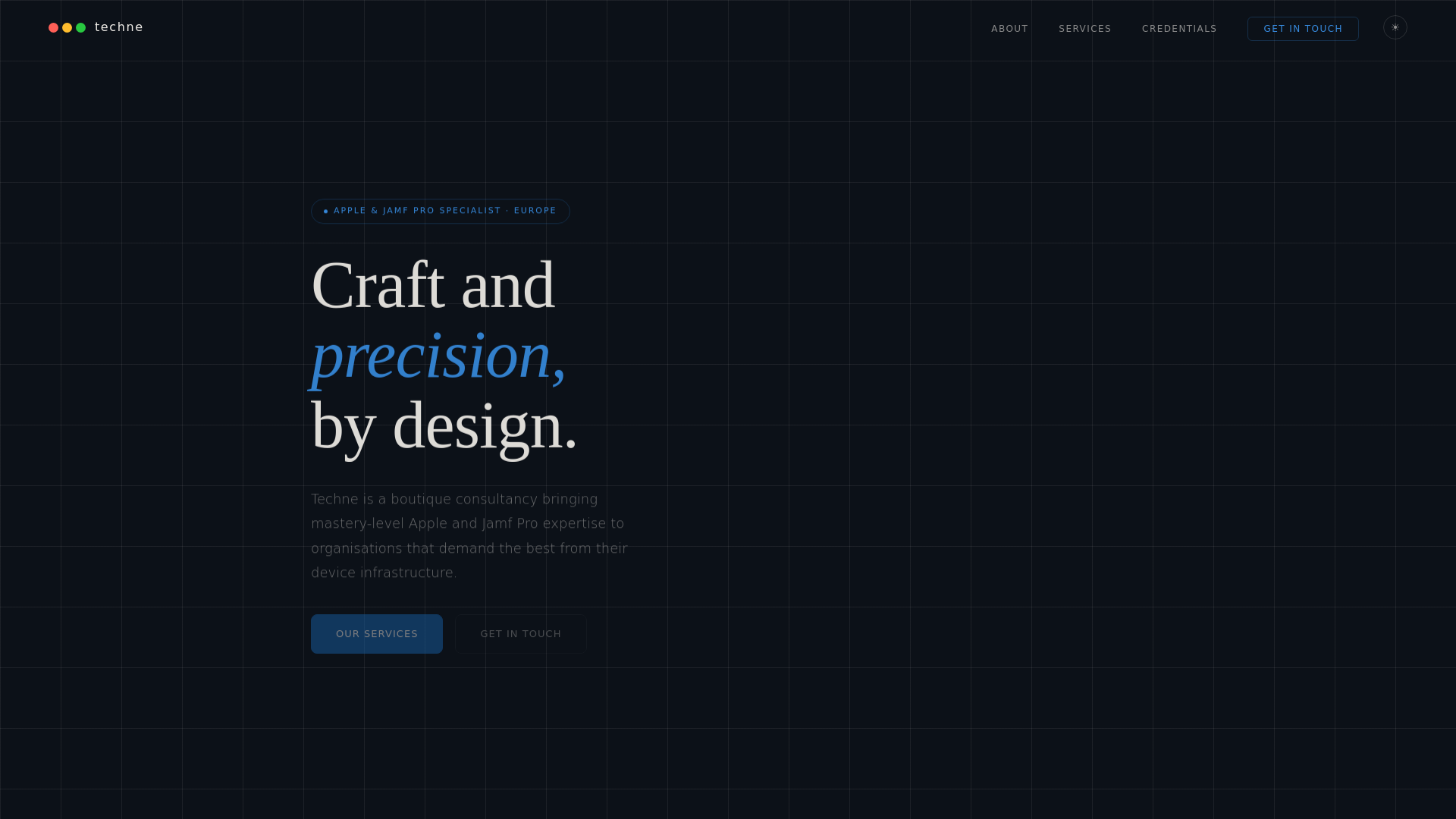 website screenshot of https://techne.services