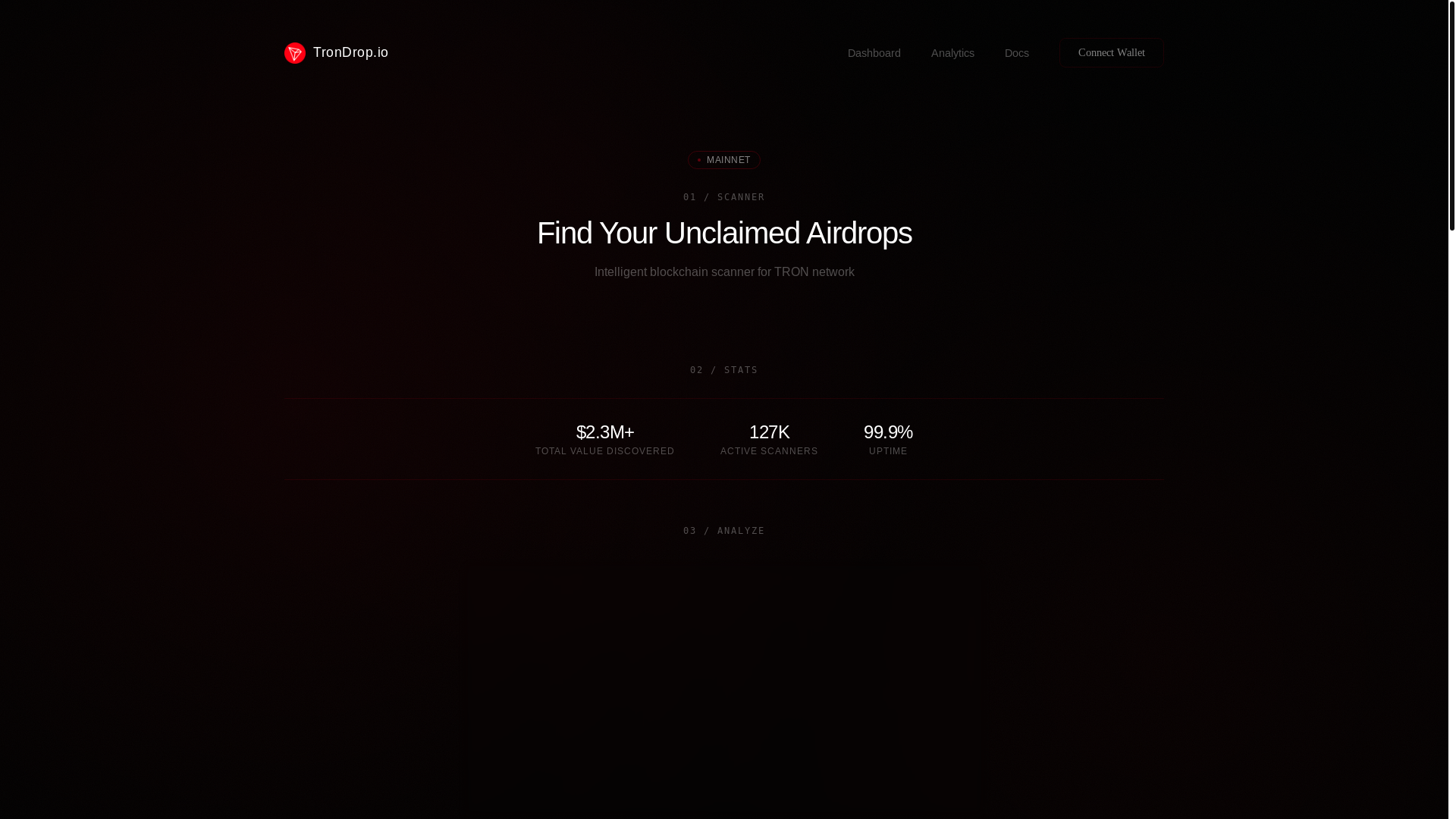 website screenshot of https://trondrop.io/