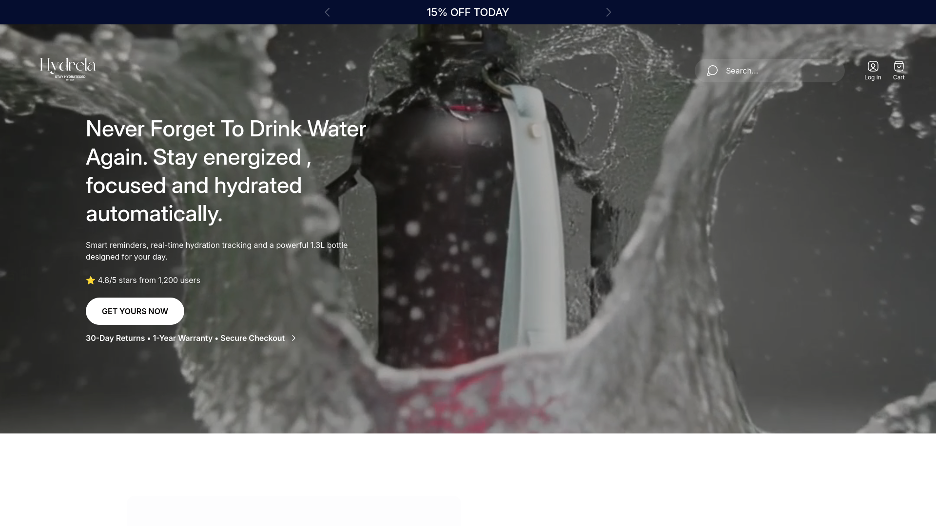 website screenshot of https://hydrela.be/