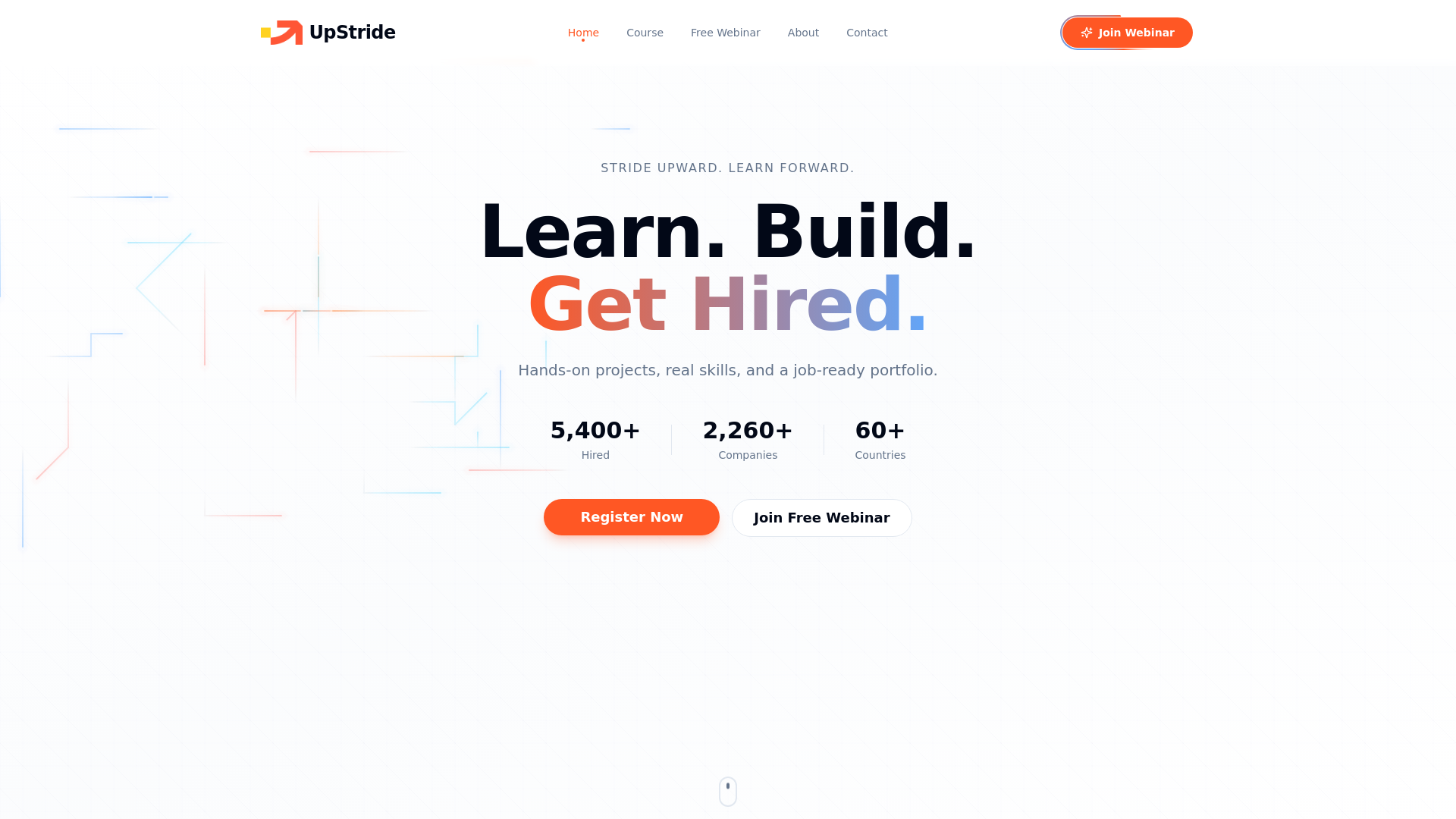website screenshot of https://upstride-frontend.pages.dev/