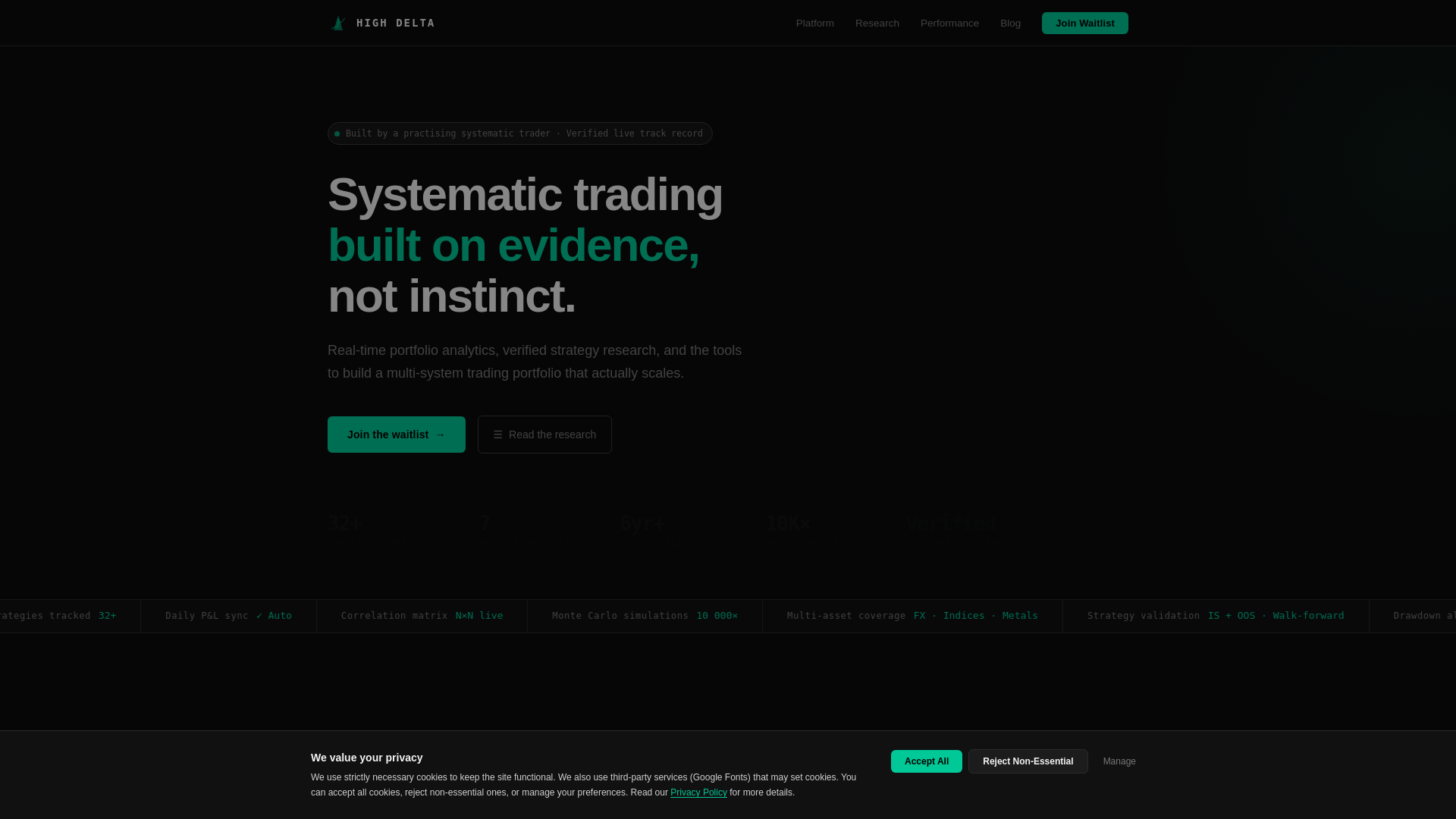 website screenshot of https://highdelta.io/