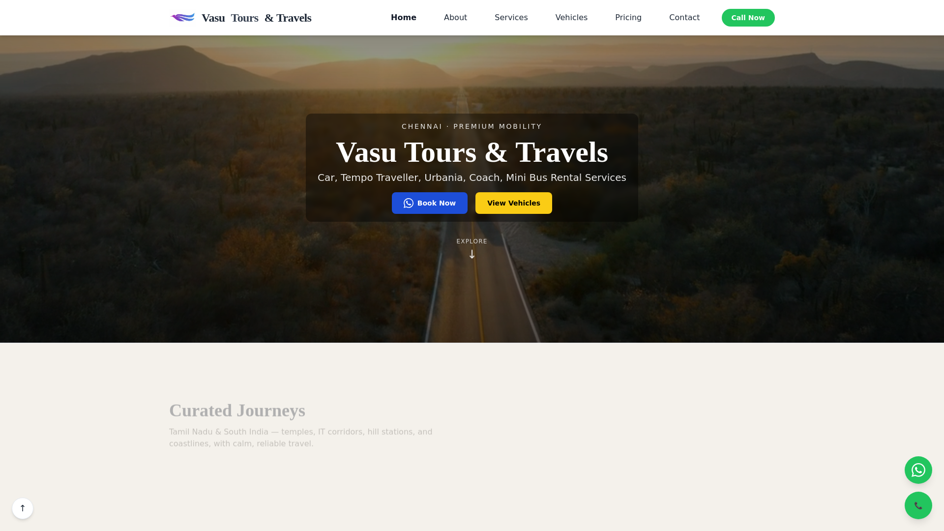 website screenshot of https://vasutourstravels.com/