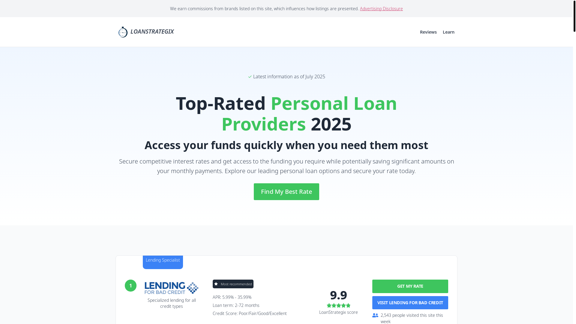 website screenshot of https://loanstrategix.com/