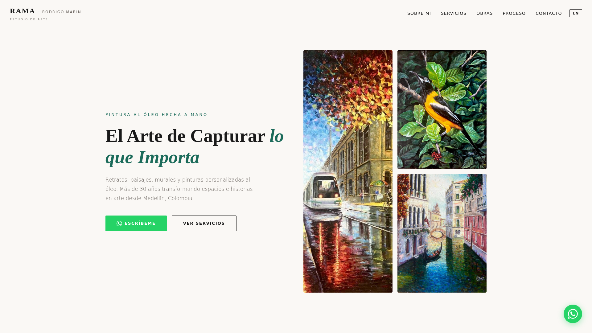 website screenshot of https://rodrigomarinartista.com/