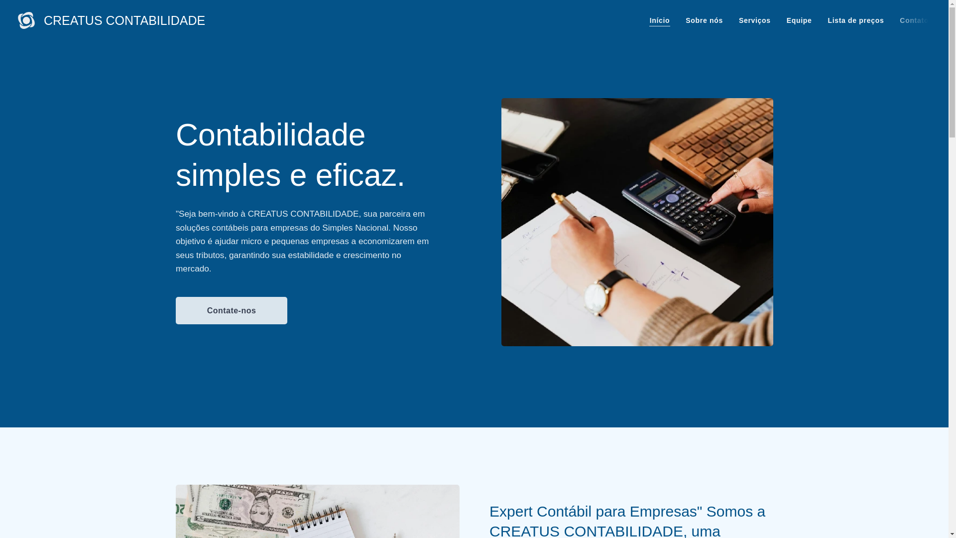 website screenshot of https://creatuscontabilidade.com.br/