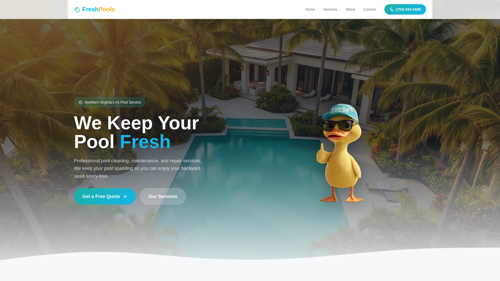 website screenshot of https://freshpools.co