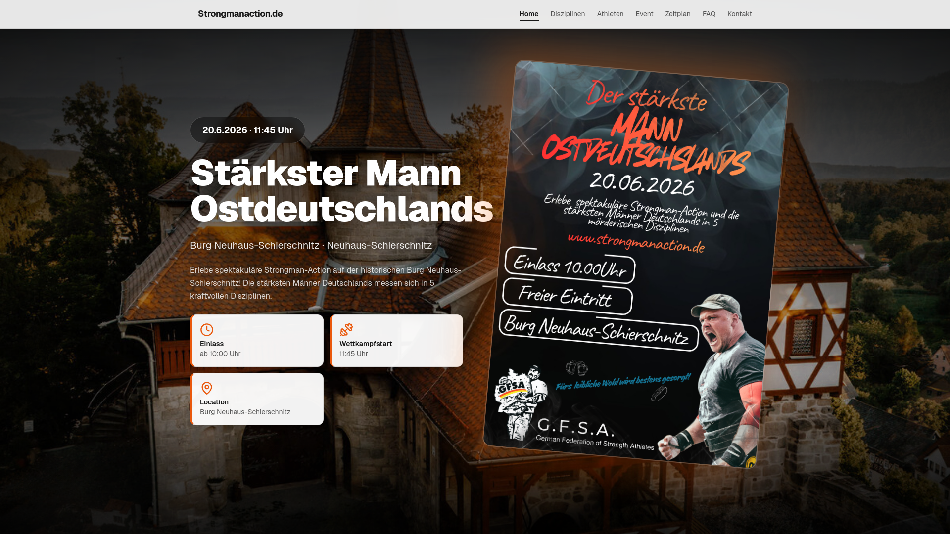 website screenshot of https://strongmanaction.de