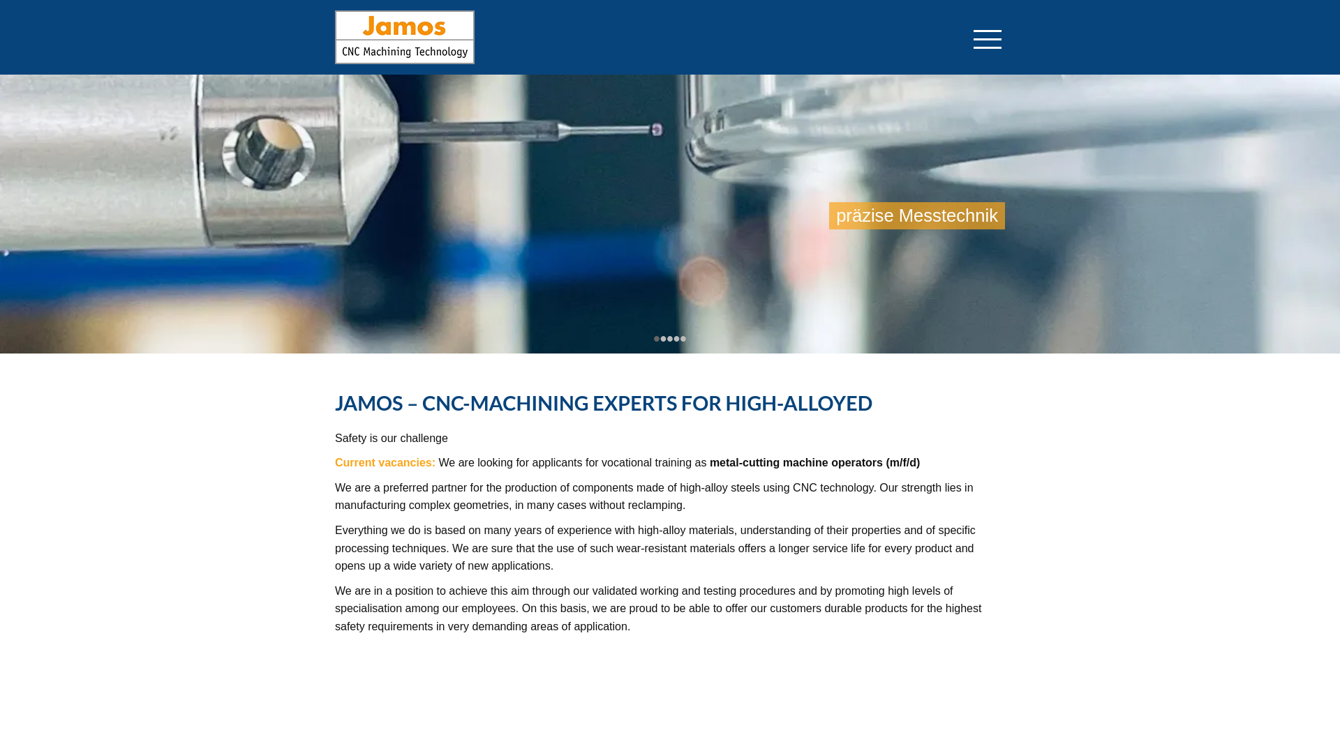 website screenshot of https://jamos-zerspanungstechnologie.com