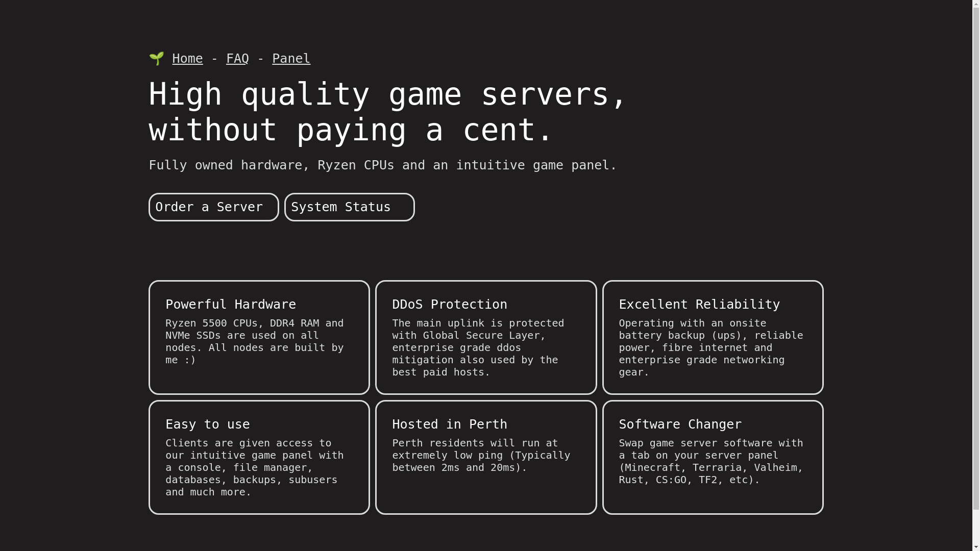 website screenshot of https://alecks.host/