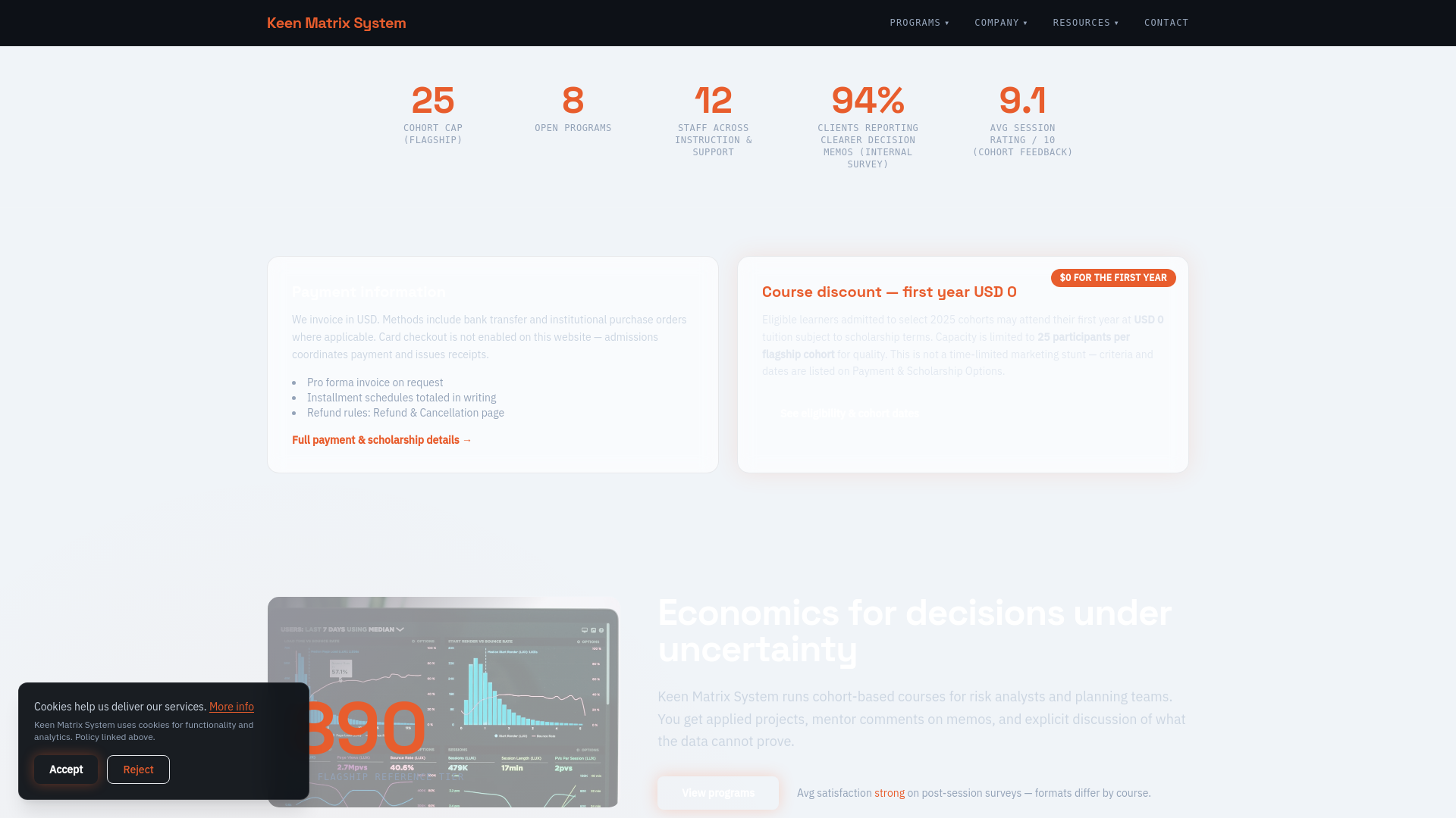 website screenshot of https://keenmatrixsystem.digital/