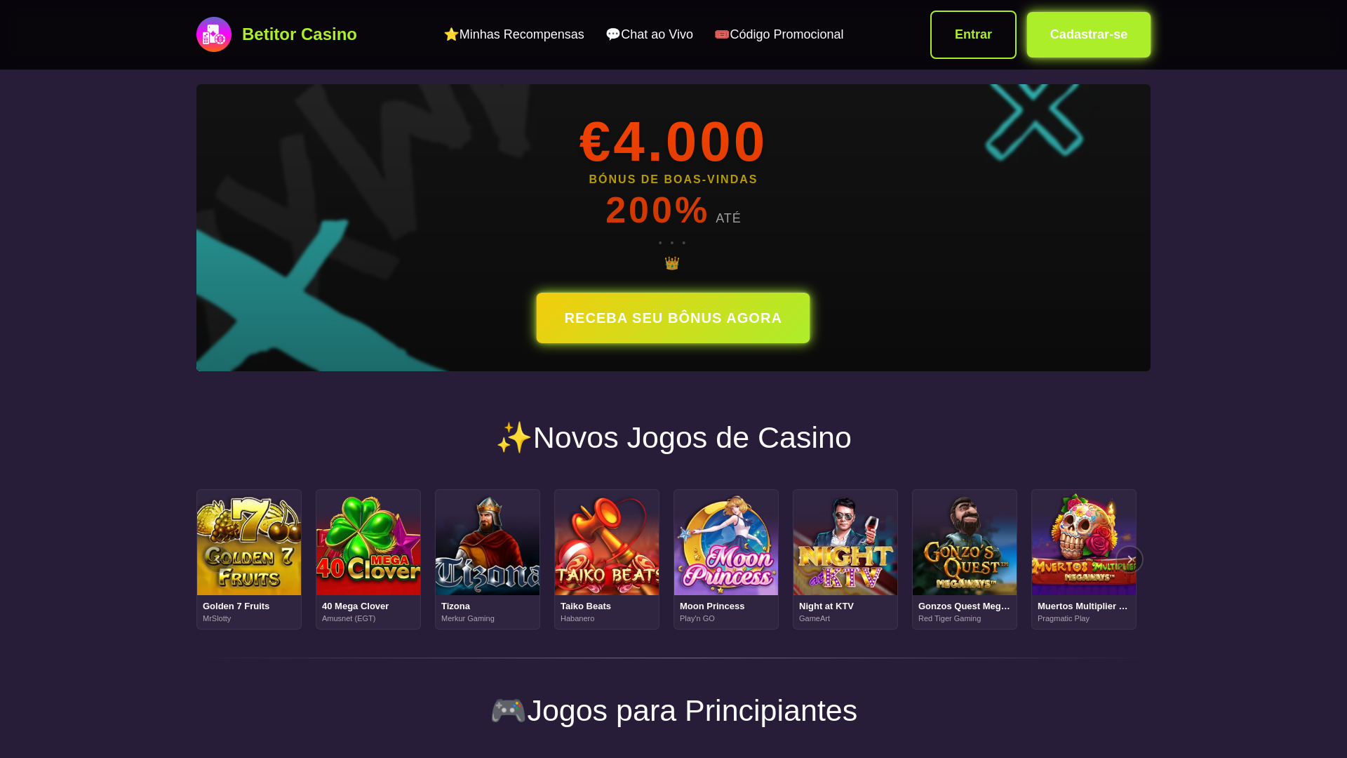 website screenshot of https://betitor.pt