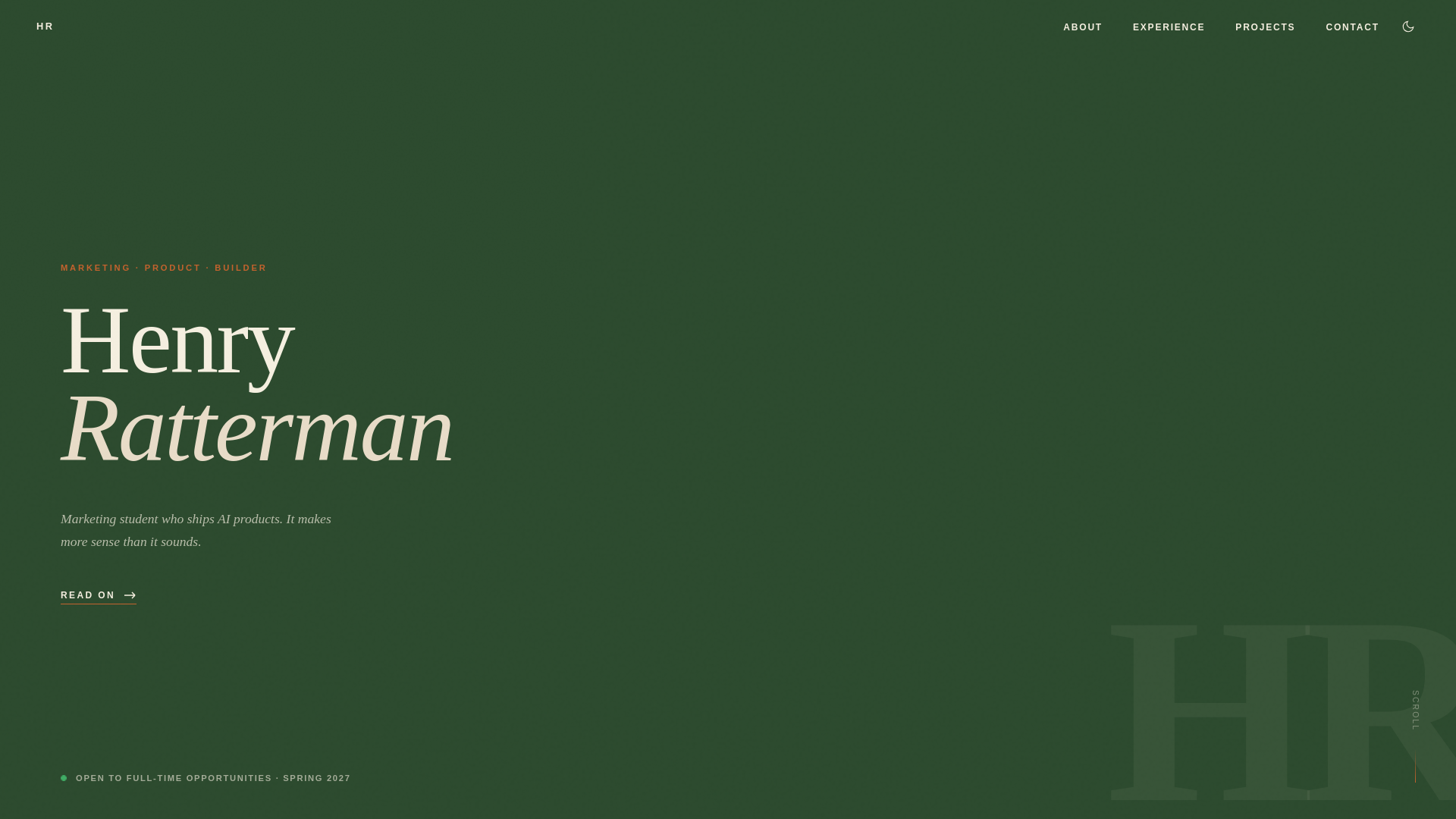 website screenshot of https://henryratterman.com