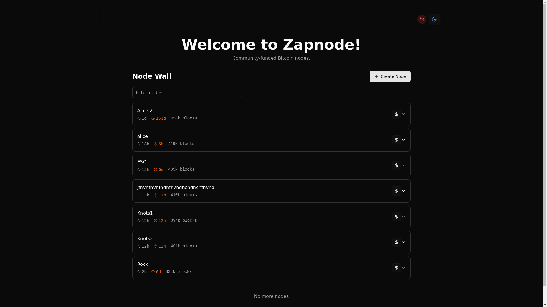 website screenshot of https://zapnode.io/