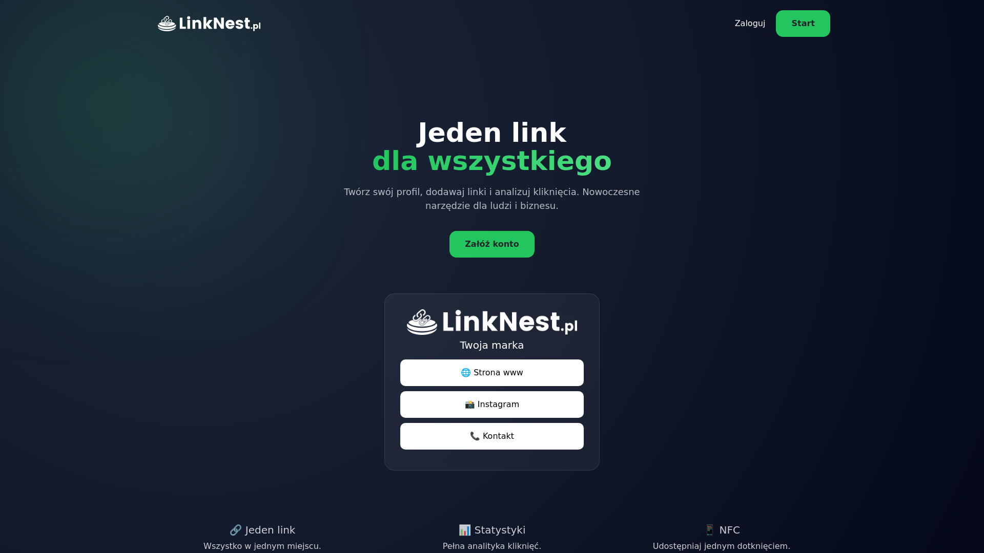website screenshot of https://linknest.pl/