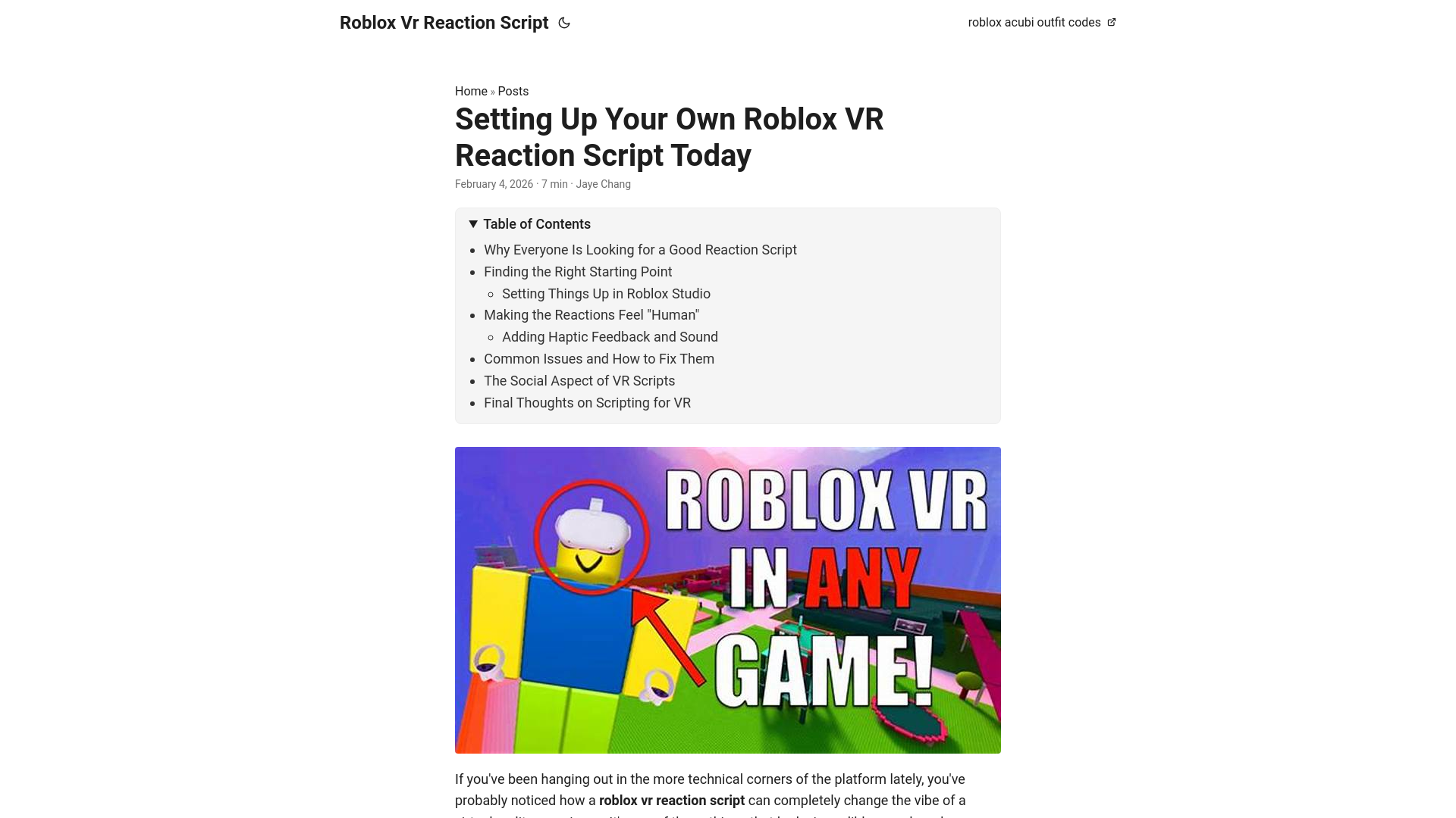 website screenshot of https://roblox-vr-reaction-script.pages.dev/