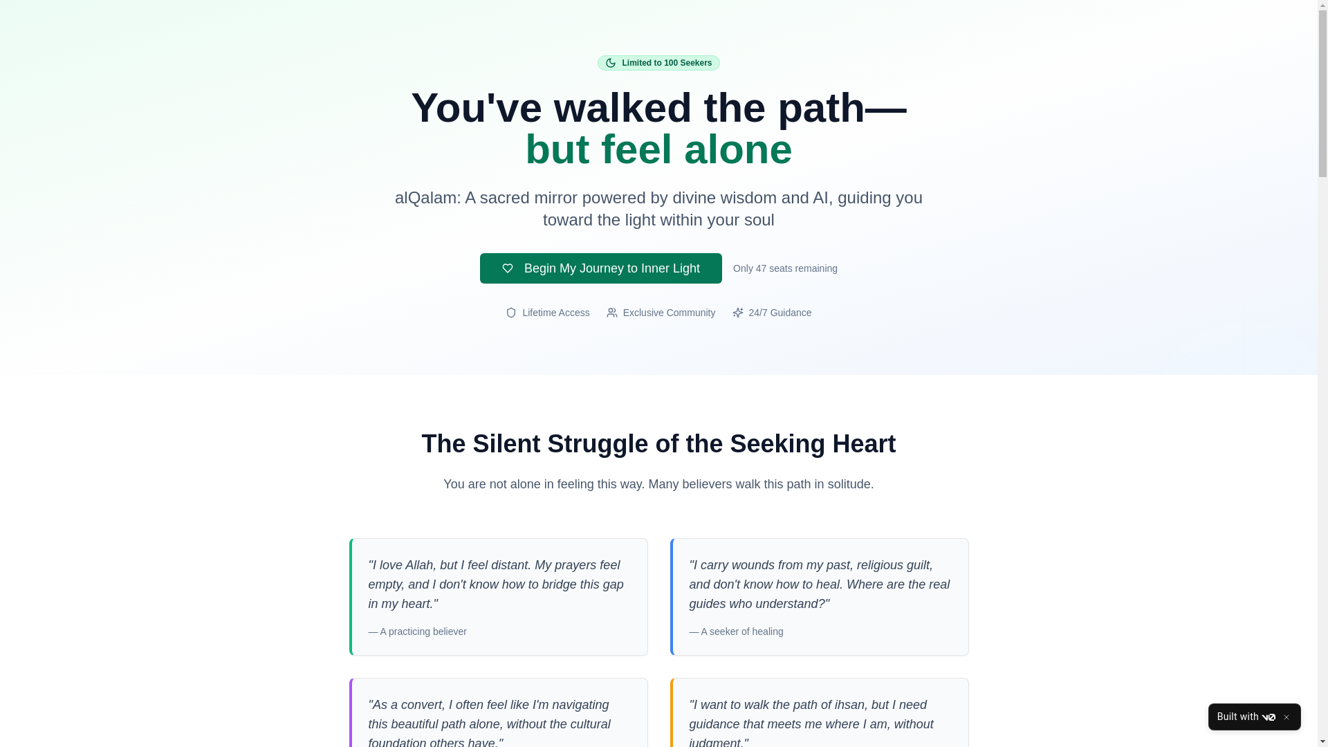 website screenshot of https://alqalam.app/