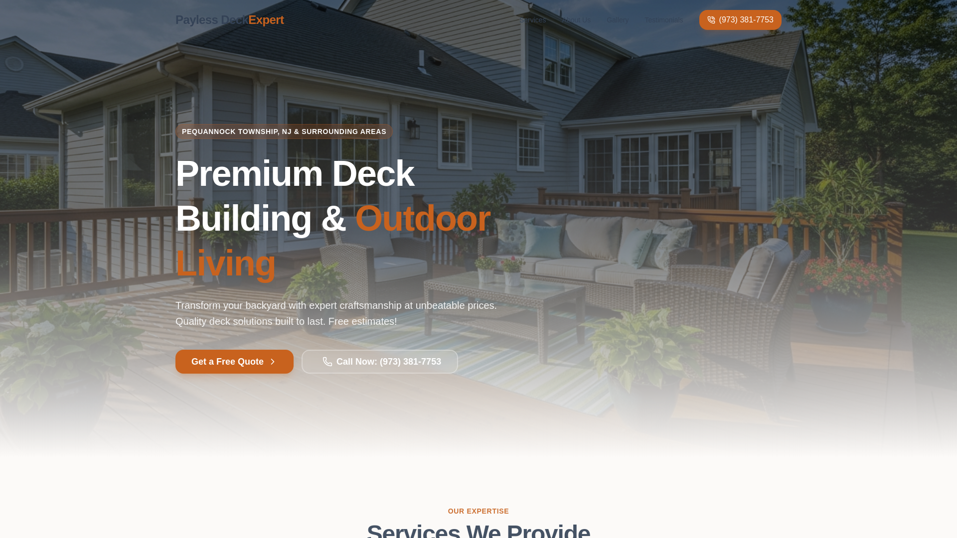 website screenshot of https://paylessdeckexpert.com/
