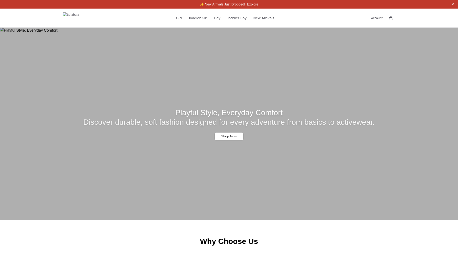 website screenshot of https://thebalabala.shop/