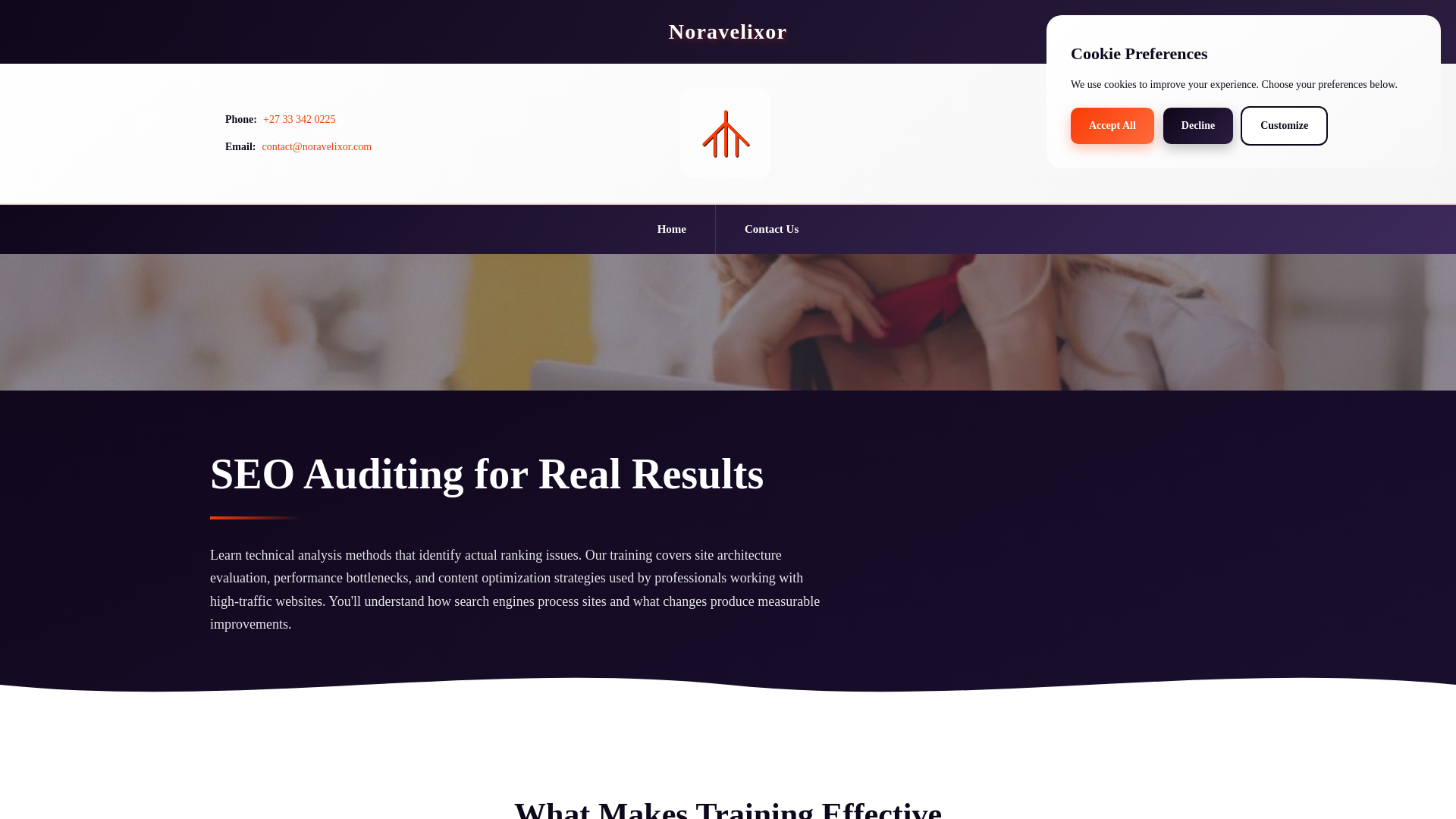 website screenshot of https://noravelixor.com/