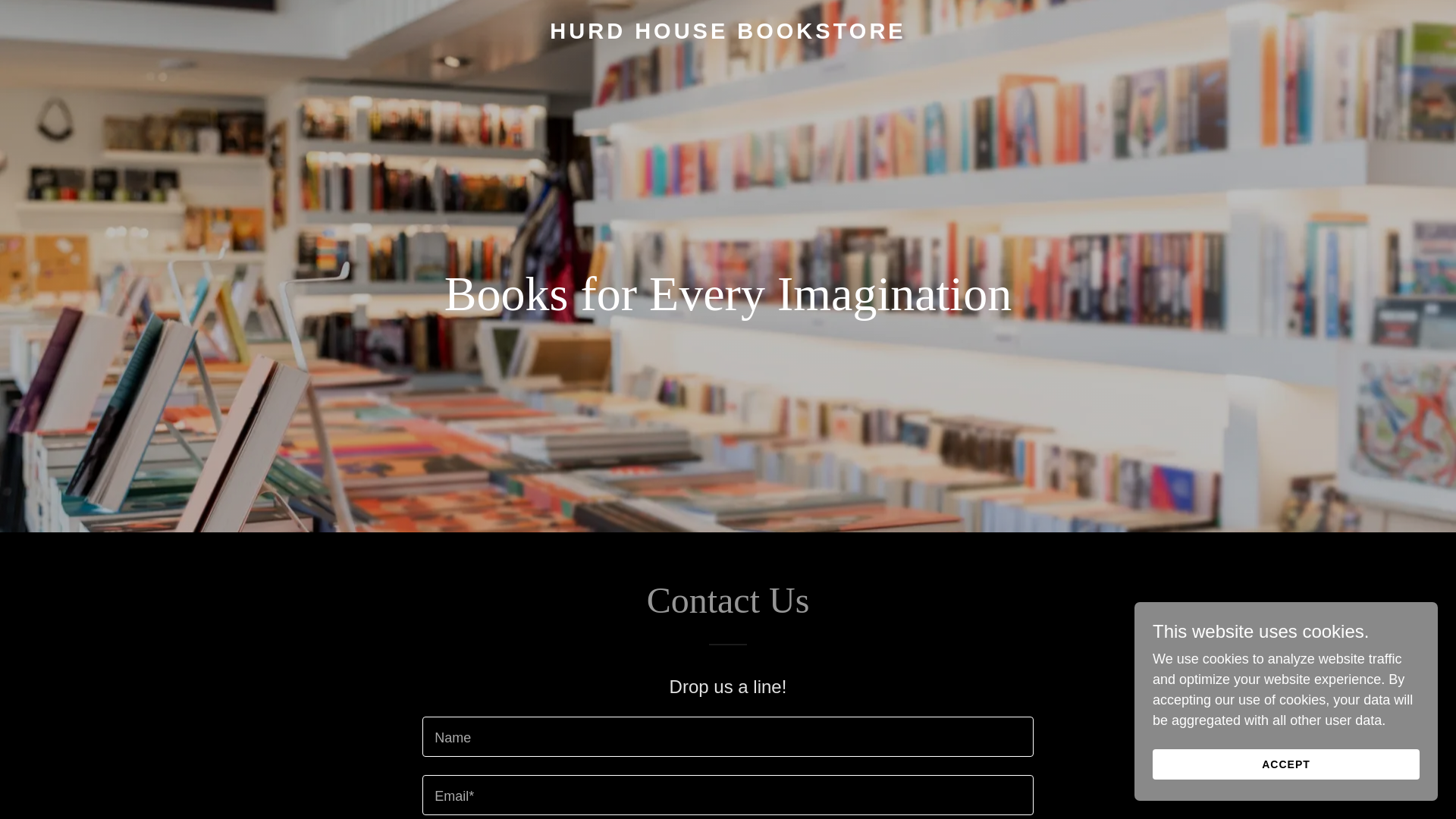 website screenshot of https://hurdhousebookstore.com/