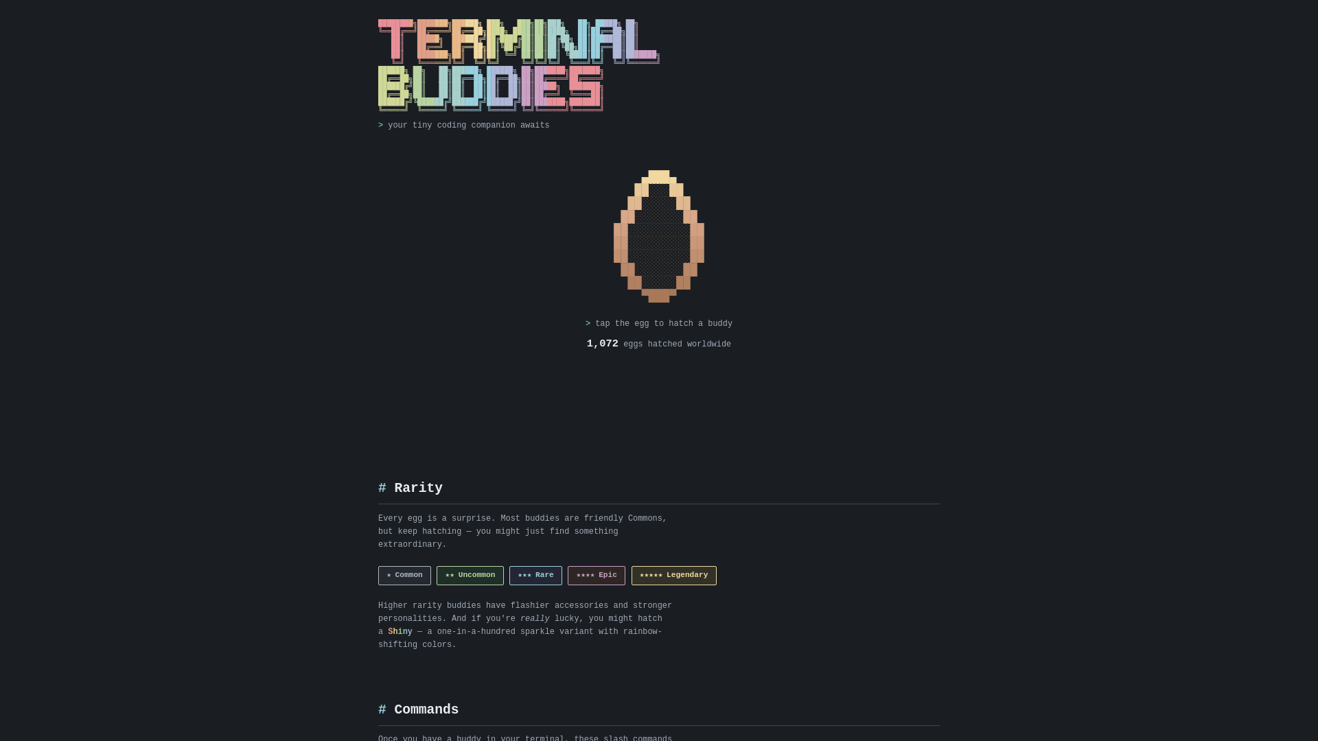 website screenshot of https://terminalbuddies.com