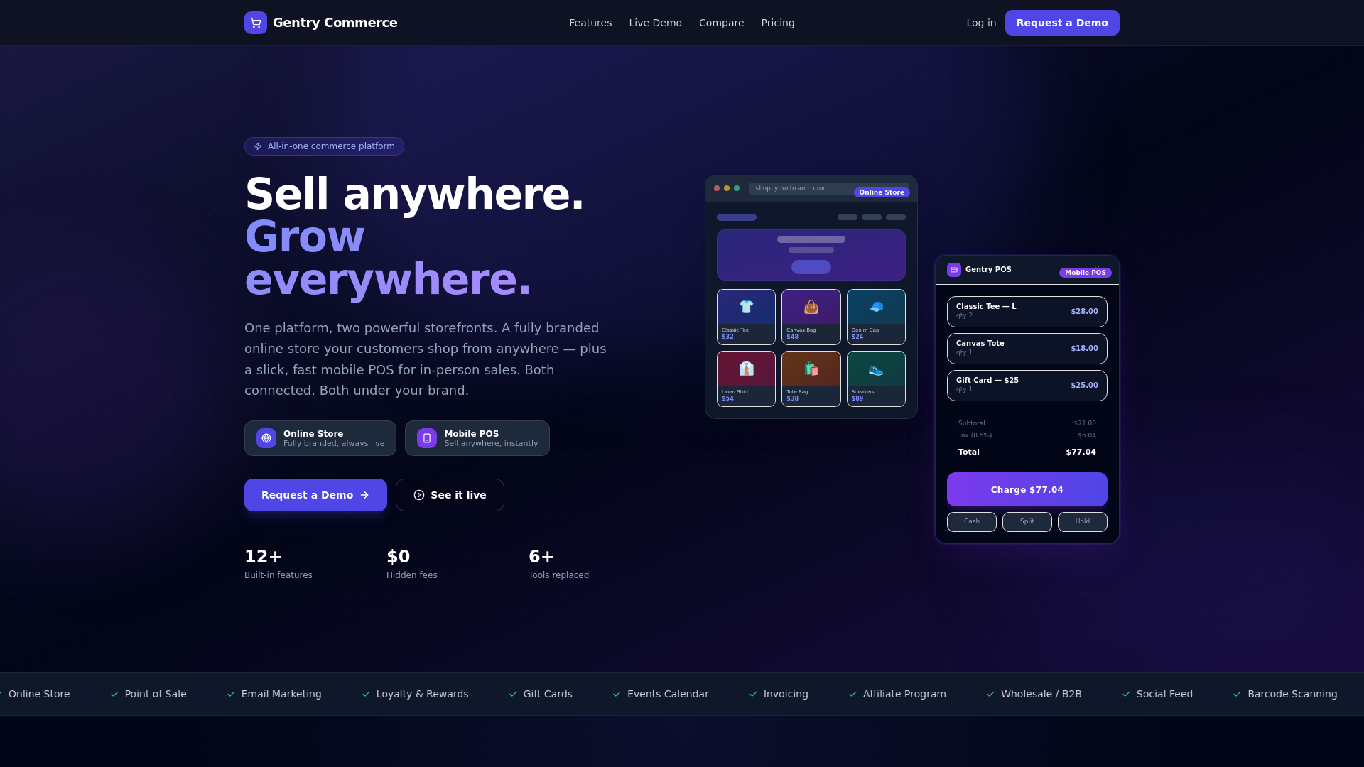 website screenshot of https://gentrycommerce.com/