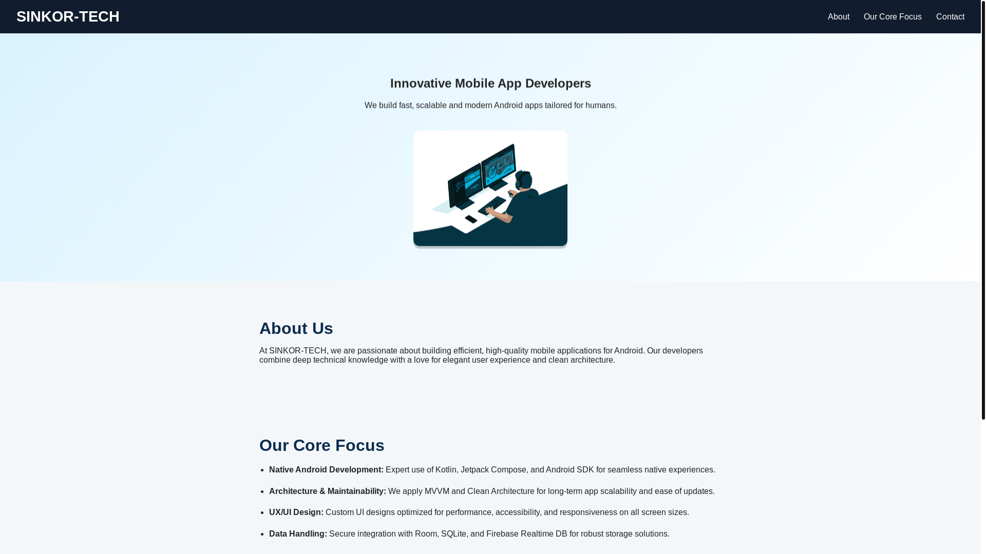 website screenshot of https://sinkor-tech.website/