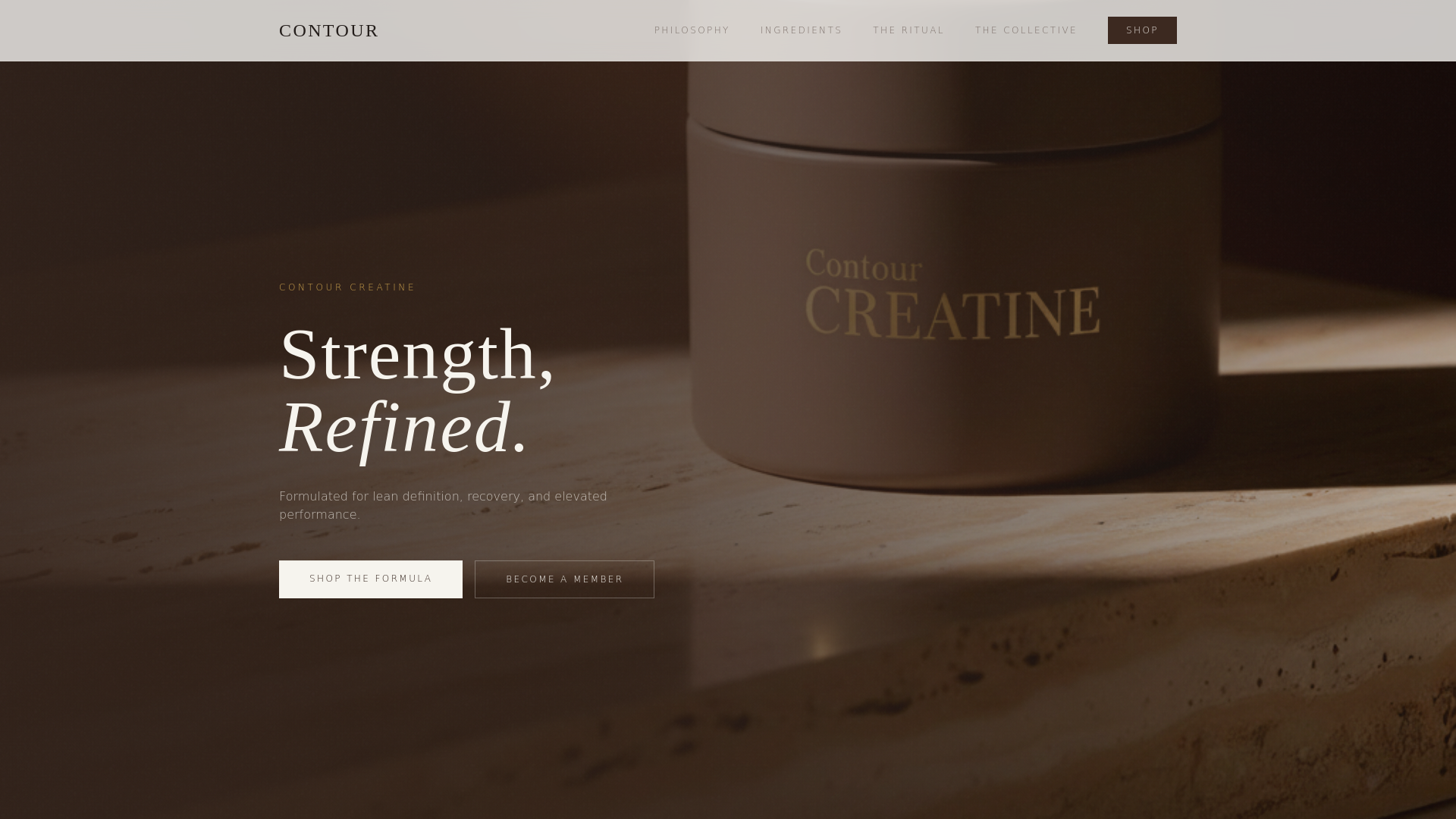 website screenshot of https://contoursupplements.com/