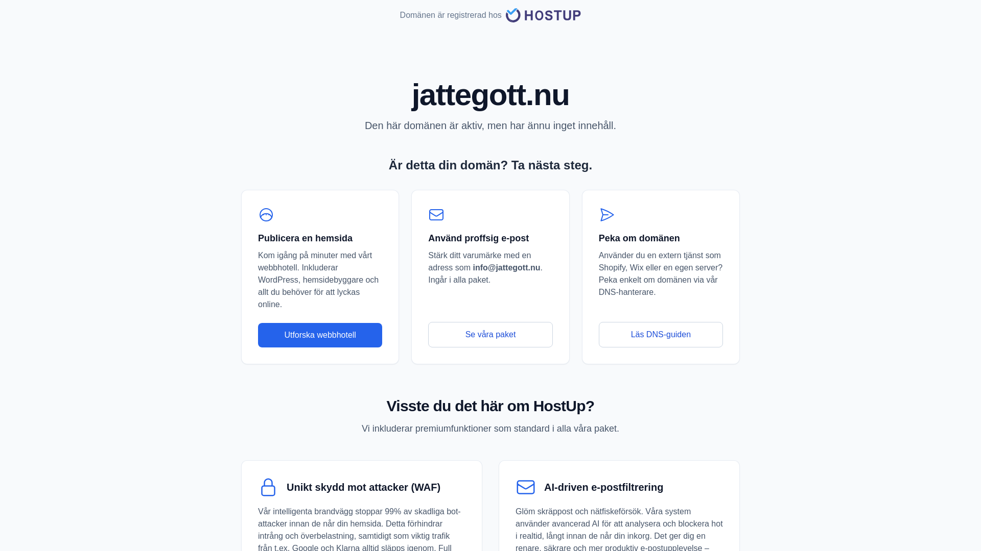 website screenshot of https://jattegott.nu/