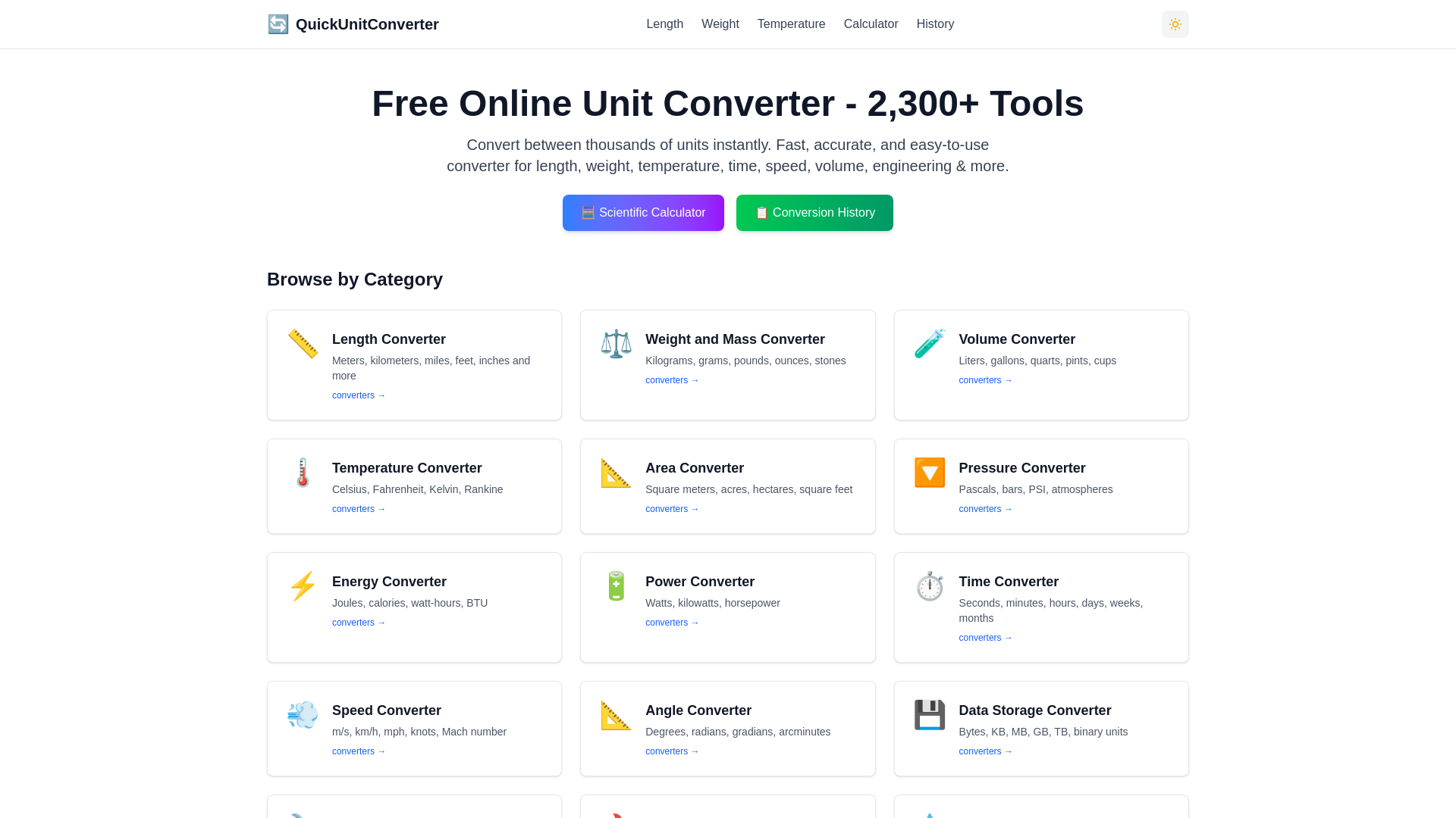 website screenshot of https://quickunitconverter.me/