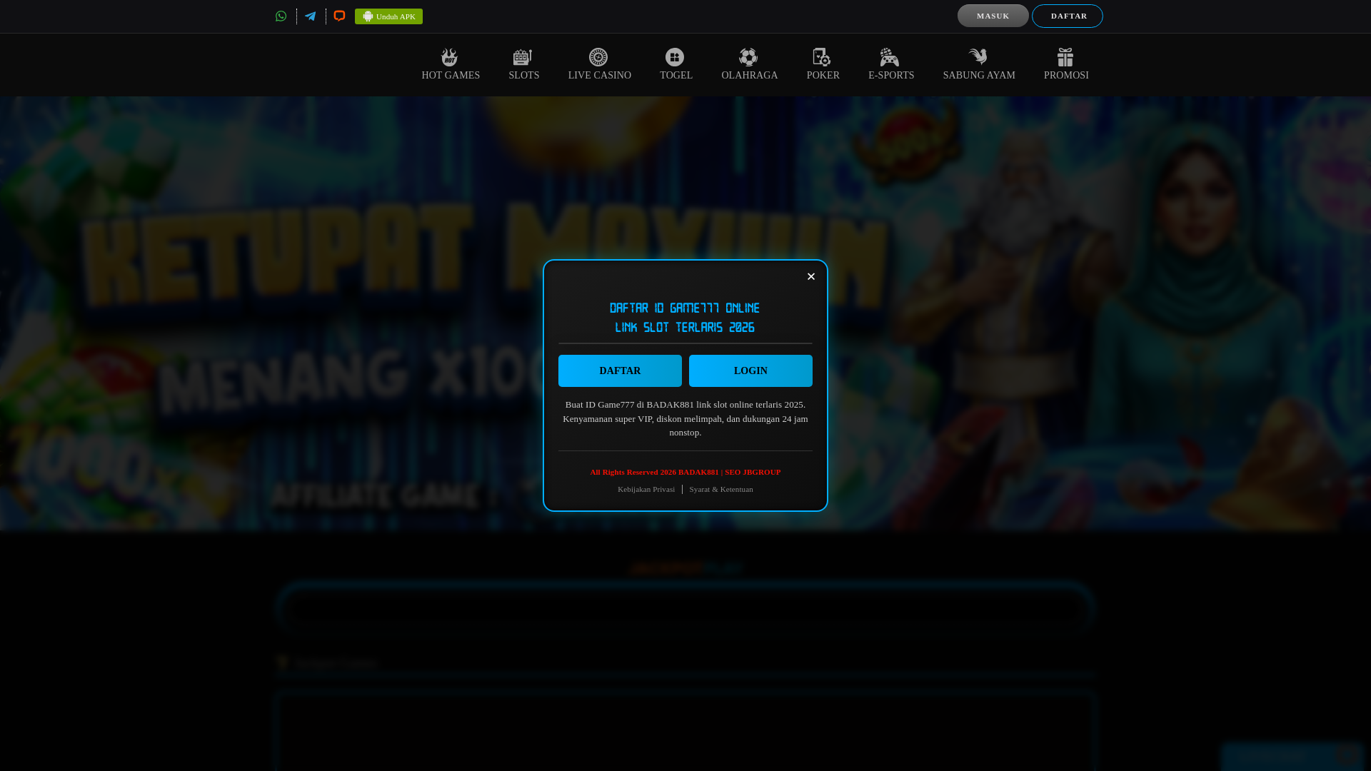 website screenshot of https://badak881.net/