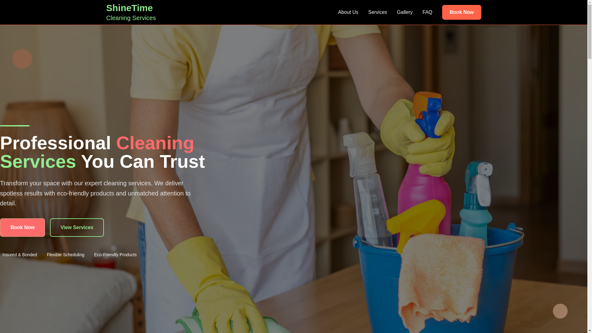 website screenshot of https://shinetimecleaning.services/