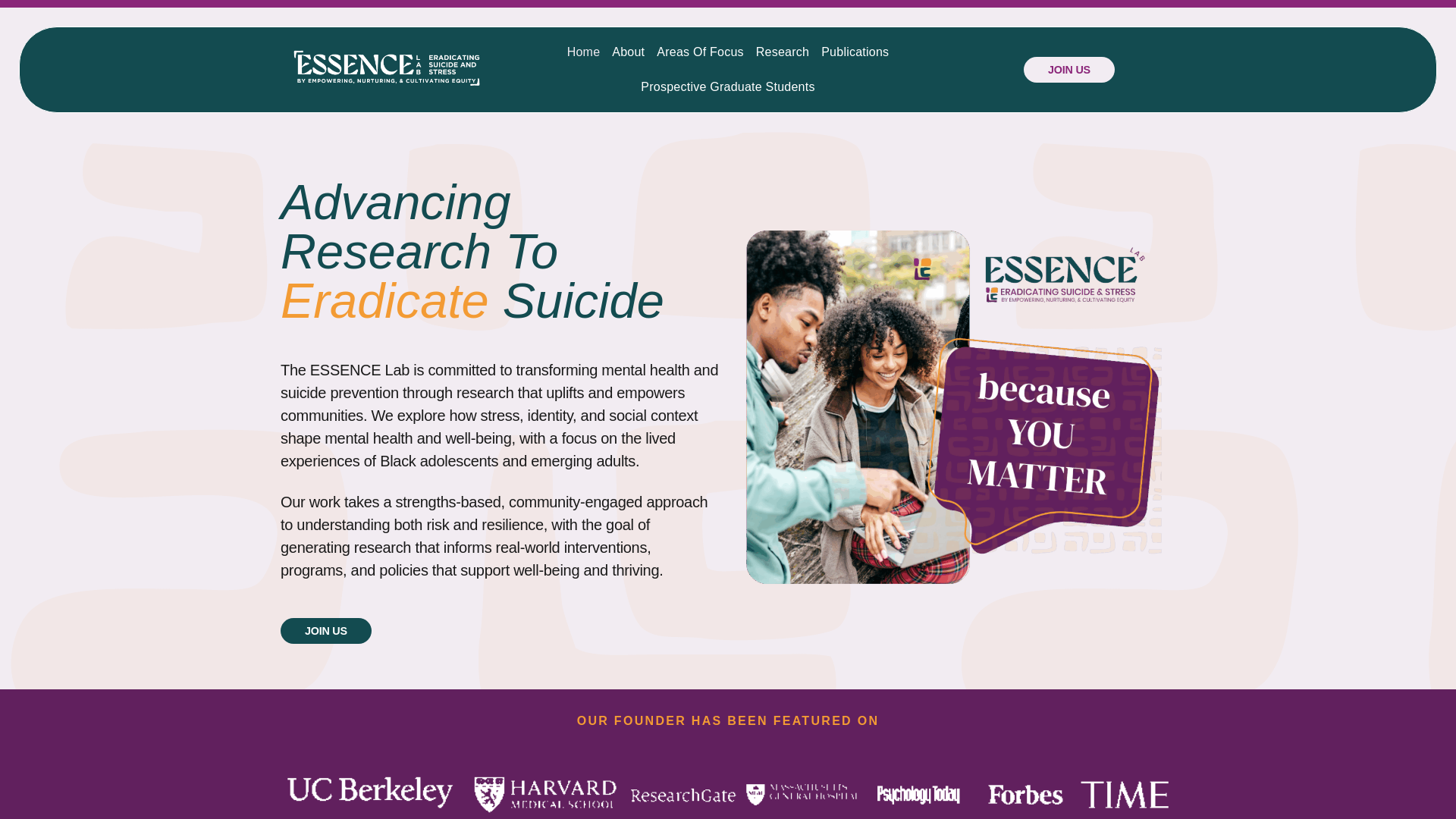 website screenshot of https://theessencelab.org