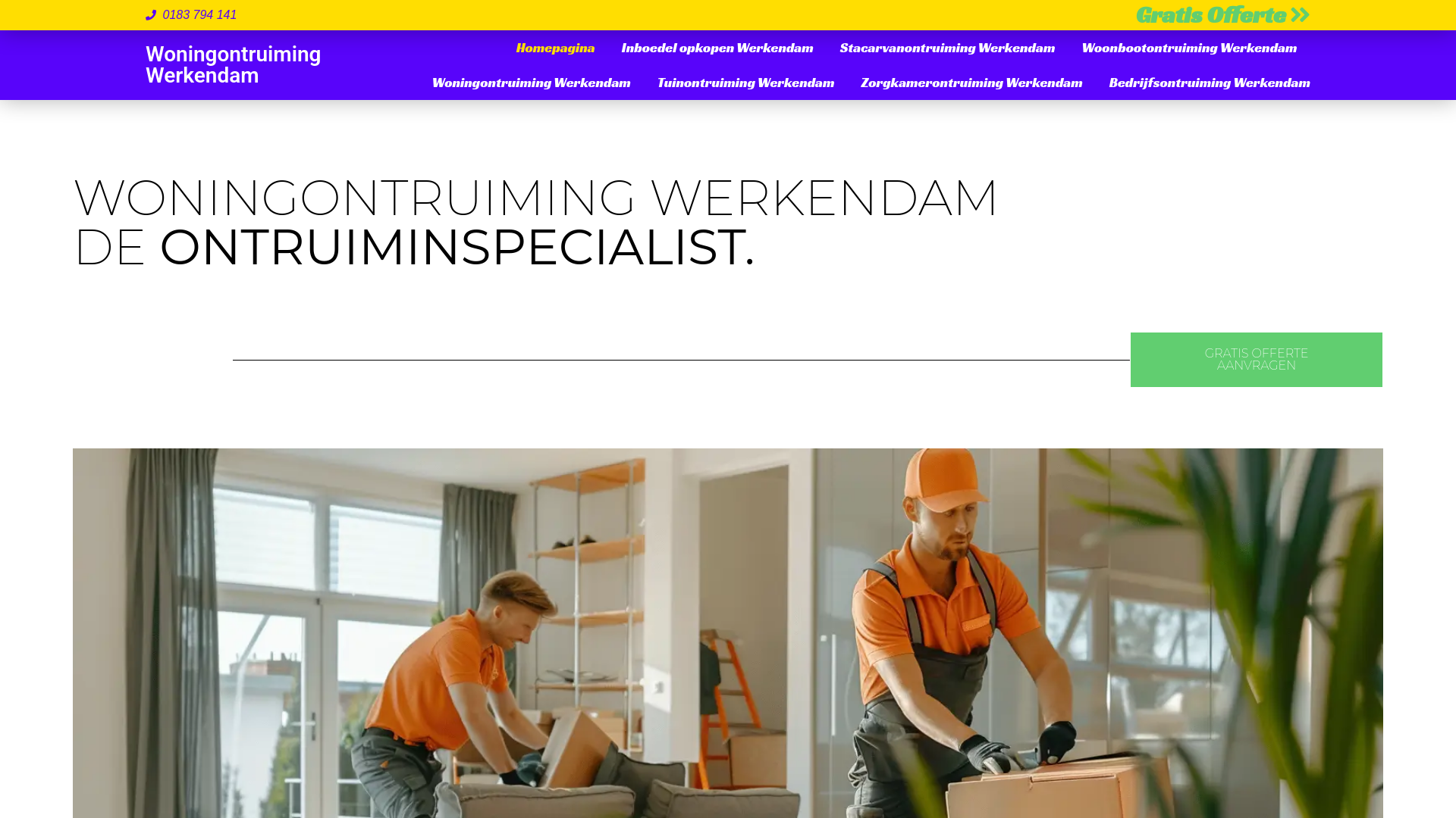 website screenshot of https://woningontruimingwerkendam.com/