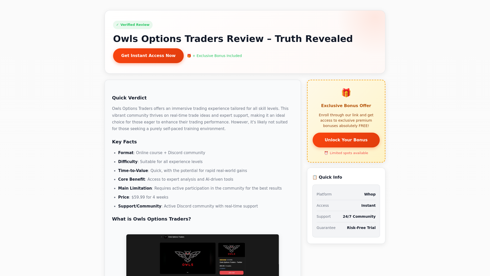 website screenshot of https://owls-options-traders-review.pages.dev/