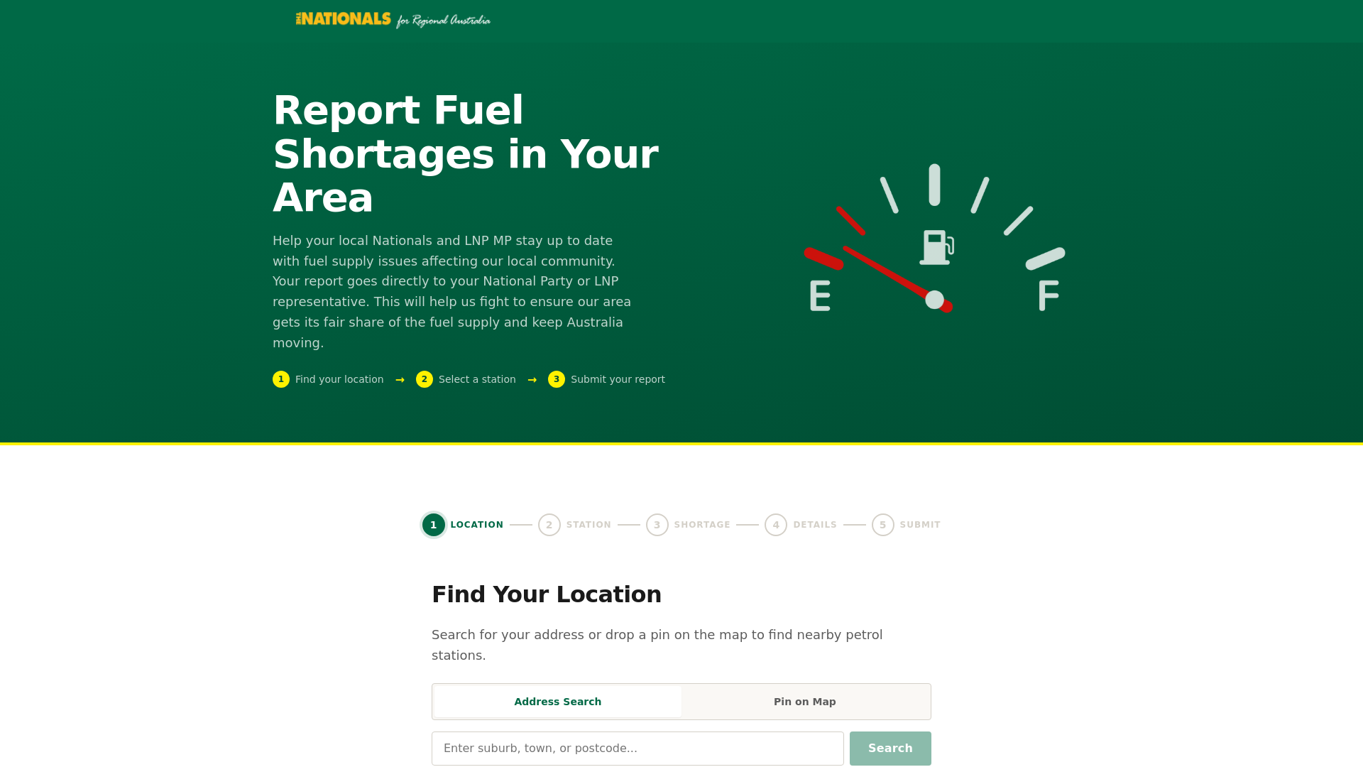 website screenshot of https://nofuelhere.com.au/