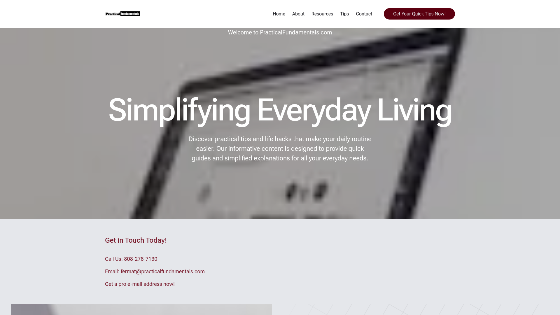 website screenshot of https://practicalfundamentals.com/