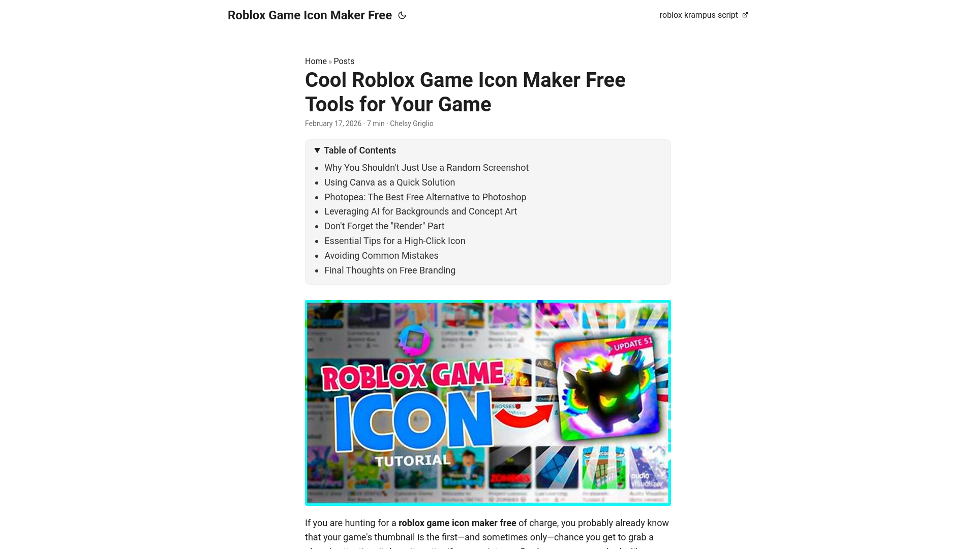 website screenshot of https://roblox-game-icon-maker-free.pages.dev/