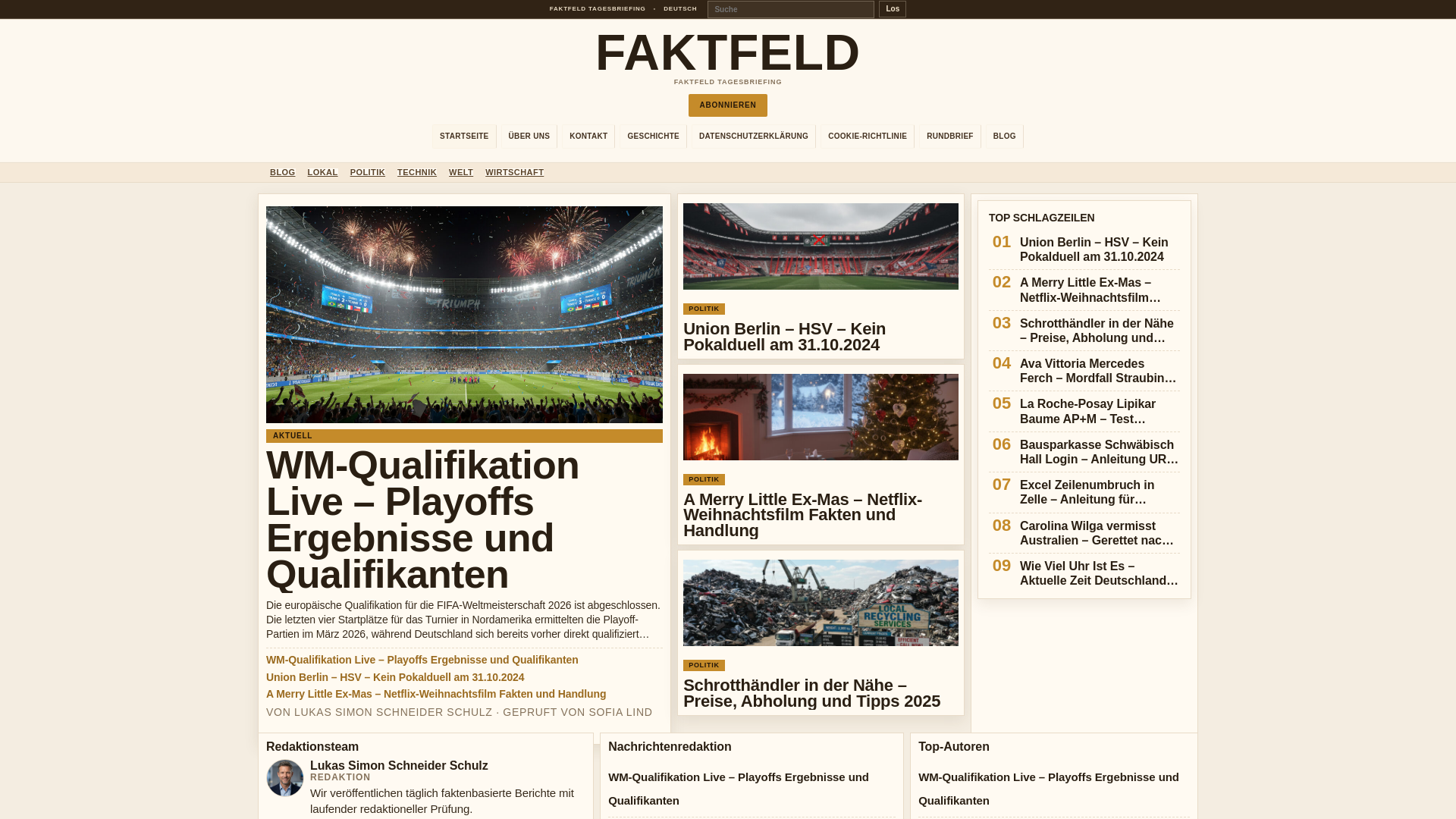 website screenshot of https://faktfeld.de/