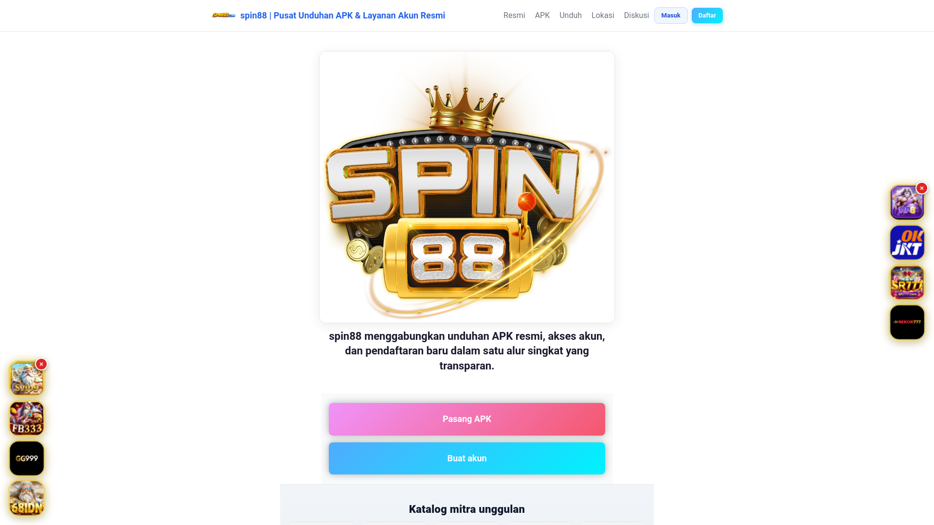 website screenshot of https://spin88you.com/